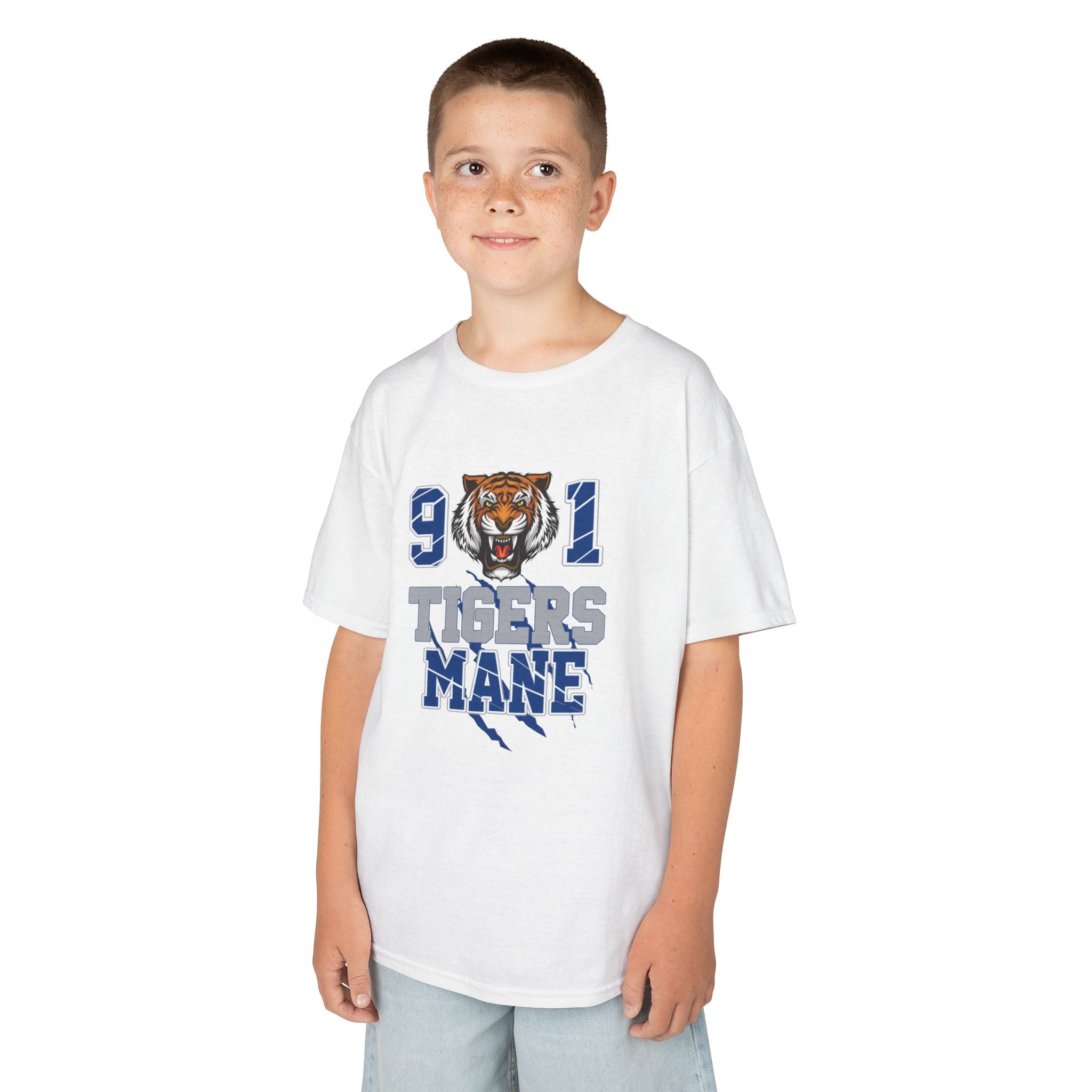 Kids Tee - '901 Tigers Mane' Youth Football Tiger Mascot Shirt