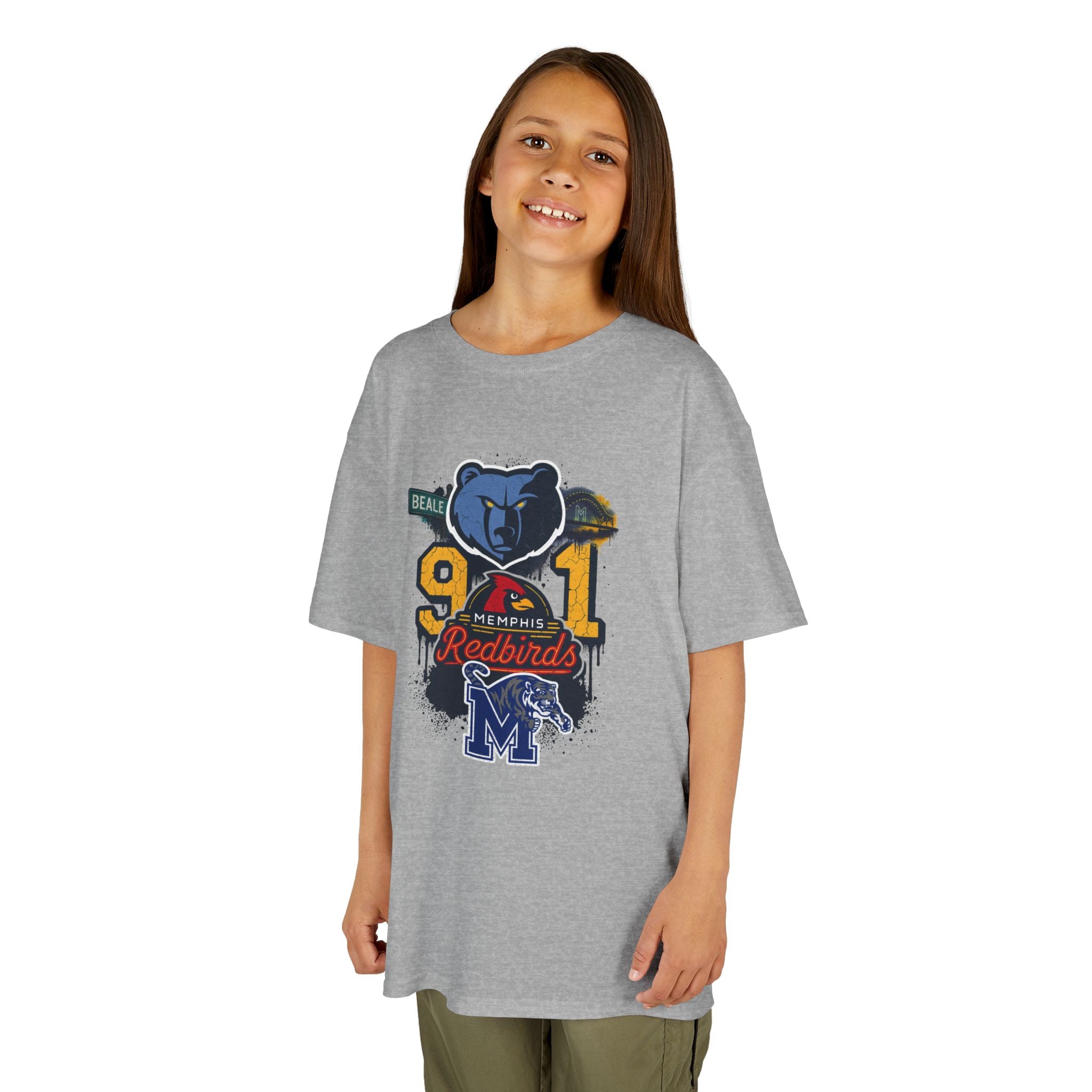Kids Sports Mascot Tee — '901 Redbirds & M Logo Graphic