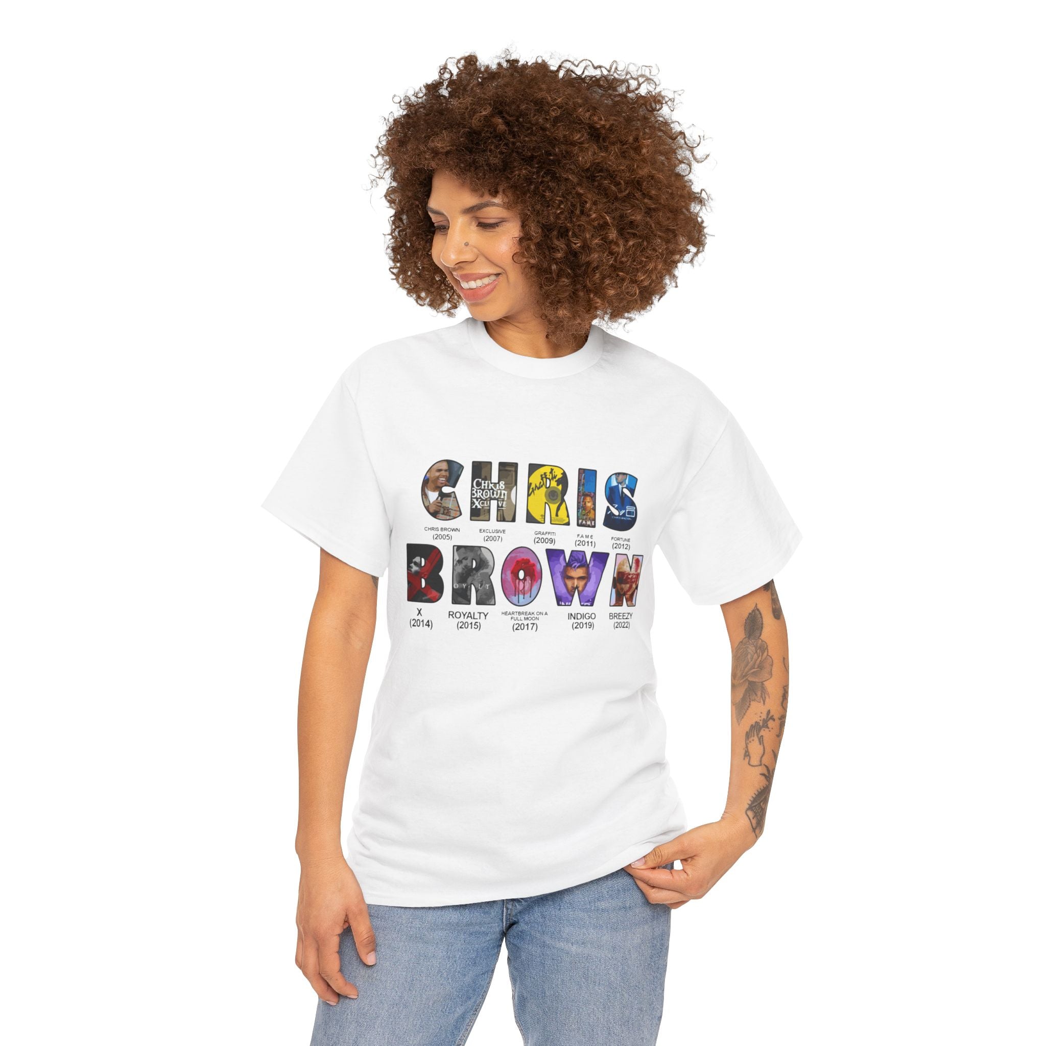Chris Brown Collage Tee — R&B Artist Photo Letter Graphic T-Shirt