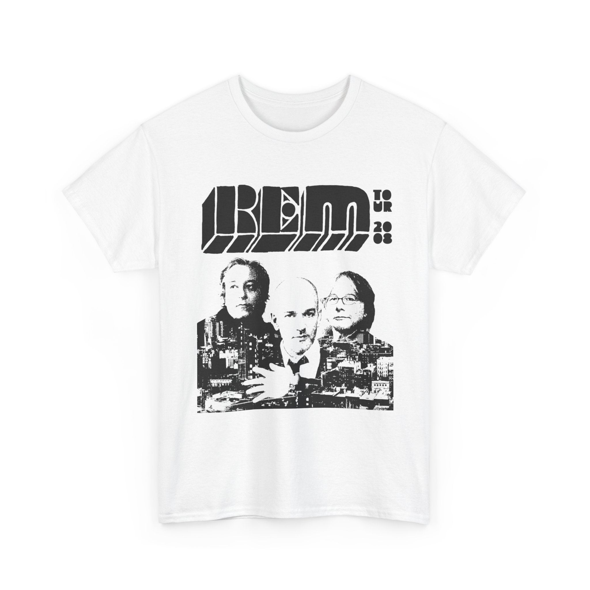 Band Photo Tee — Retro Black & White City Collage T-Shirt