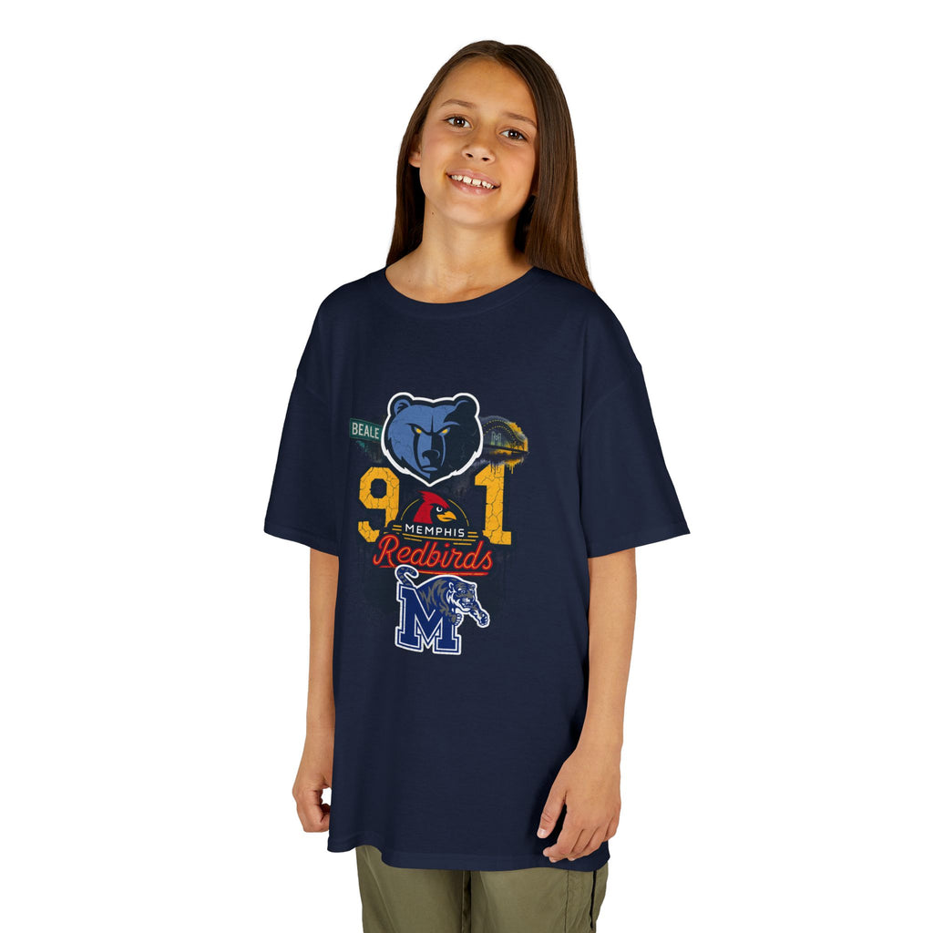 Kids Sports Mascot Tee — '901 Redbirds & M Logo Graphic