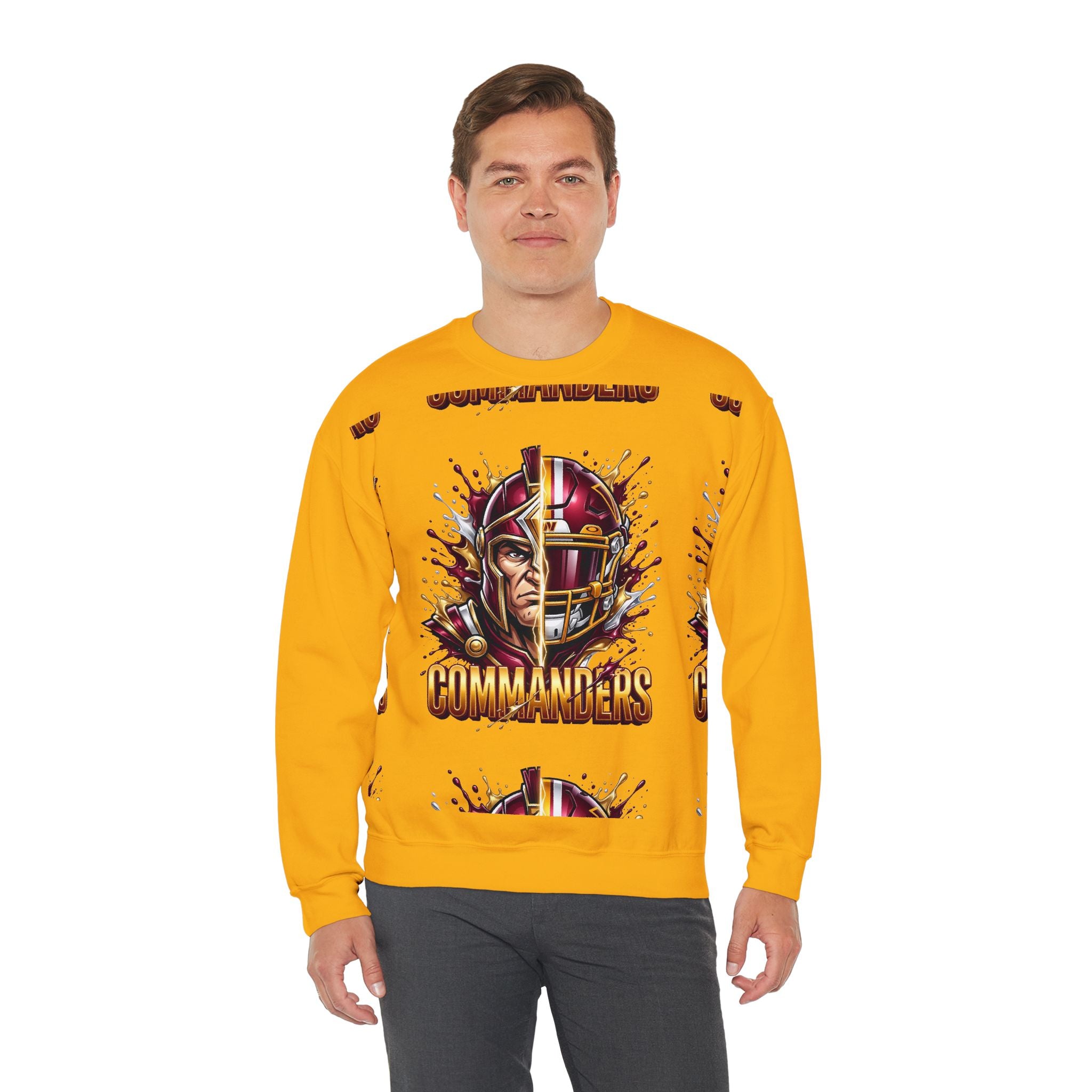 Commanders Football Crewneck Sweatshirt — Vintage Helmet Graphic