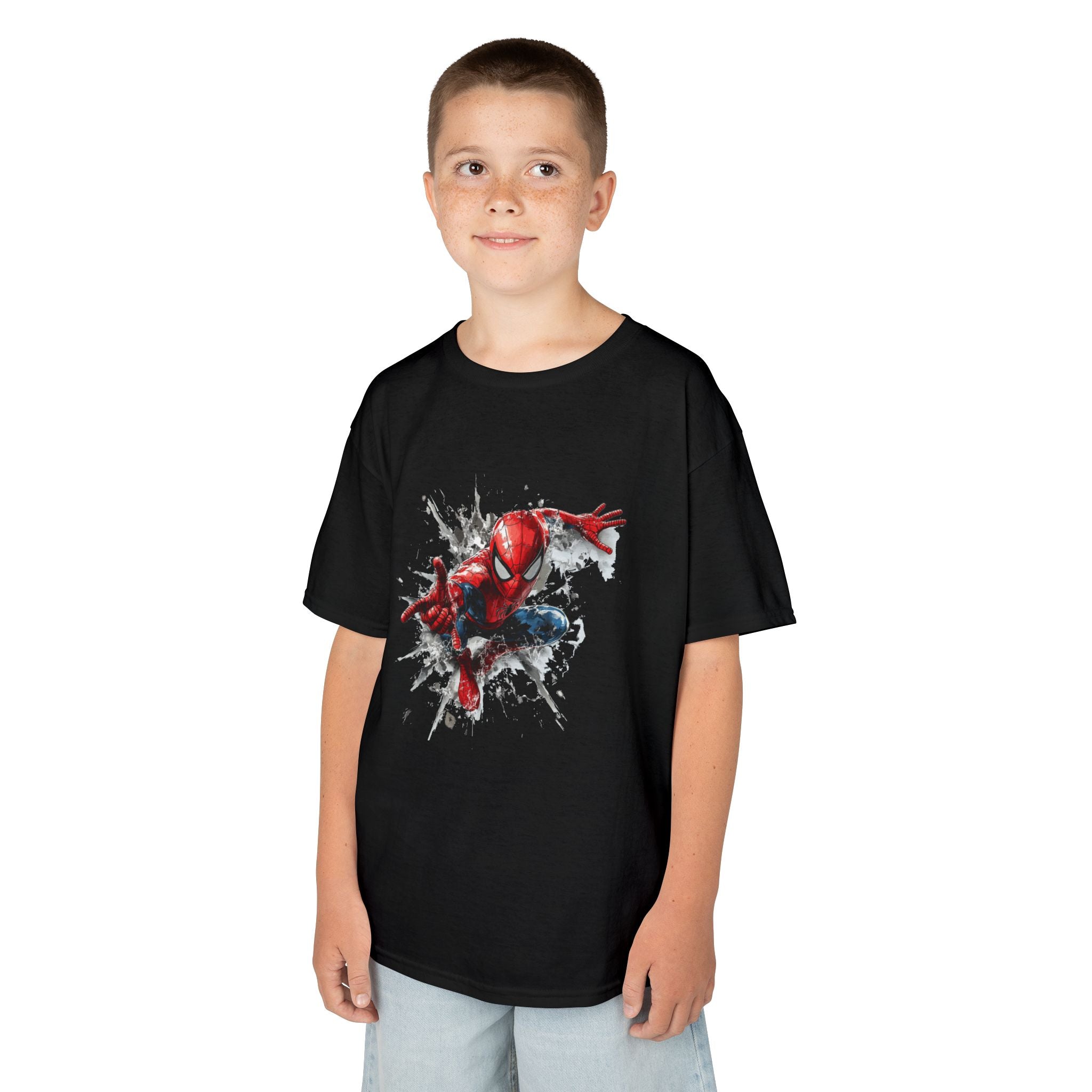 Kids Spider-Man Hero T‑Shirt — Action Pose Splash Graphic
