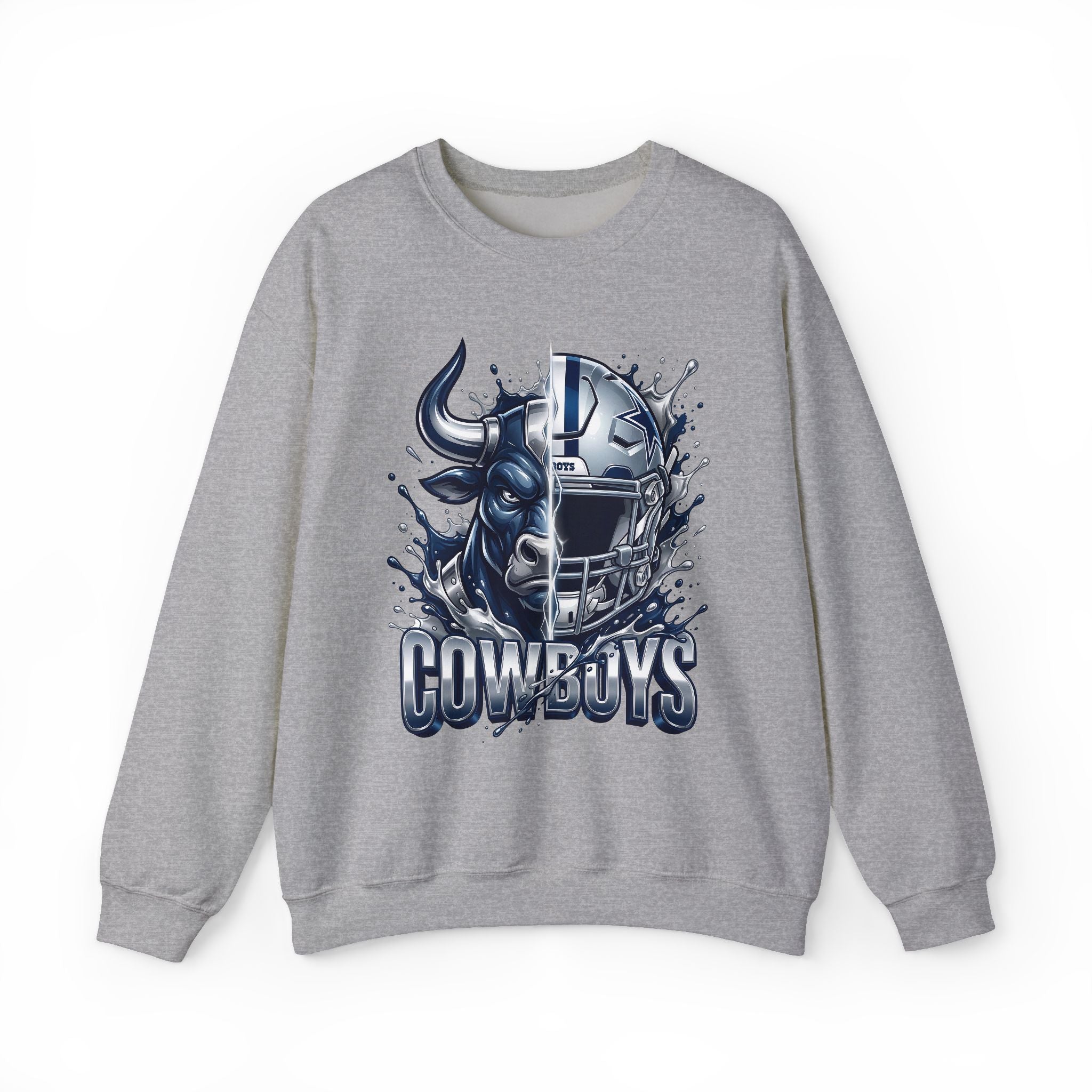 Cowboys Bull & Helmet Crewneck Sweatshirt — Football Fan Pullover