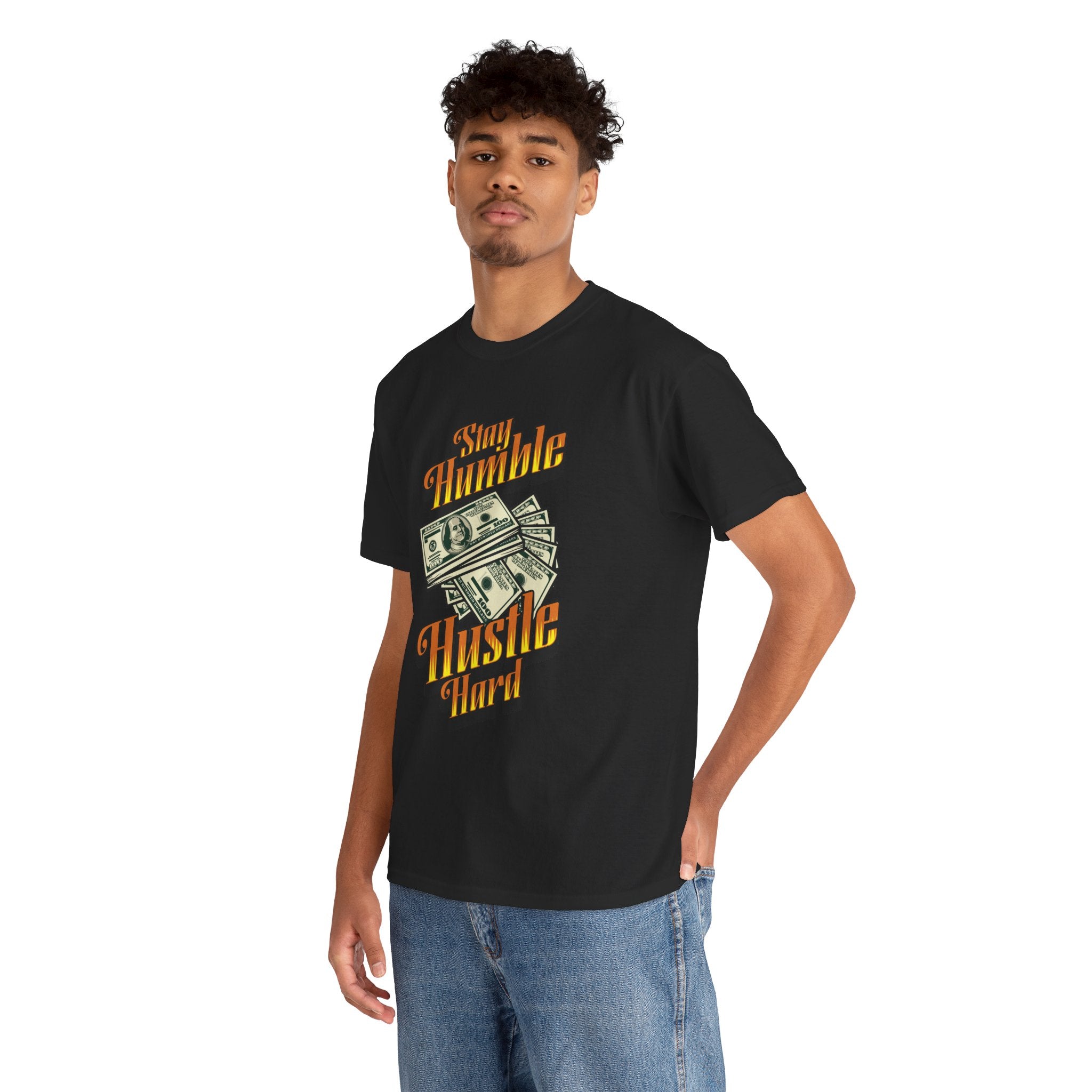 Hustle Hard Tee — “Stay Humble Hustle Hard” Graphic T-Shirt with Cash Design