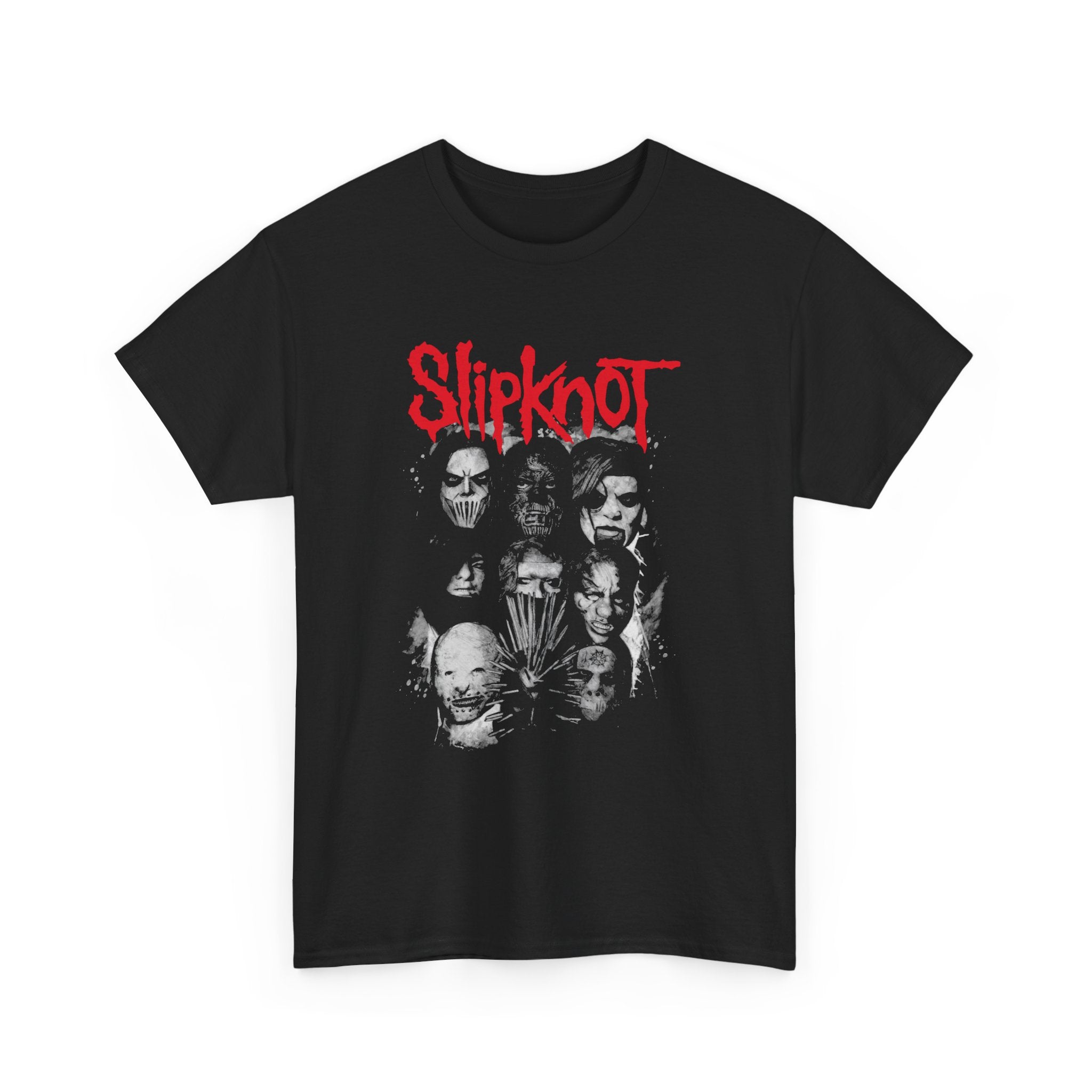 Band Logo T-Shirt — Legendary Rock Band Masked Faces Graphic Tee
