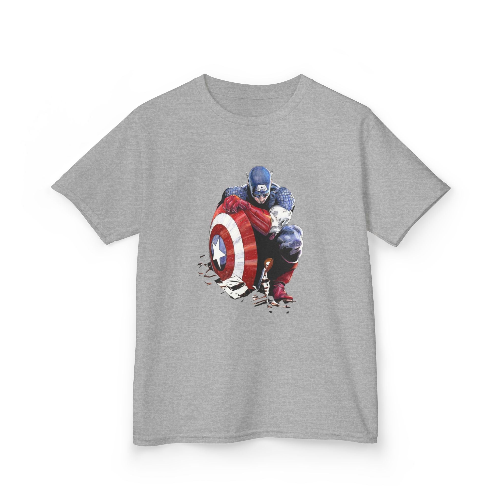 Kids Captain America Shield Graphic Tee — Superhero Costume Play Shirt