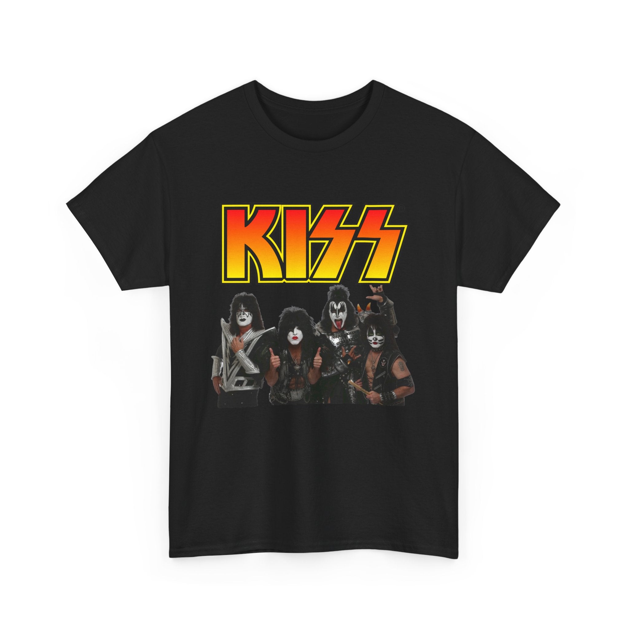 KISS Band Graphic Tee — Retro Rock Logo & Members Photo