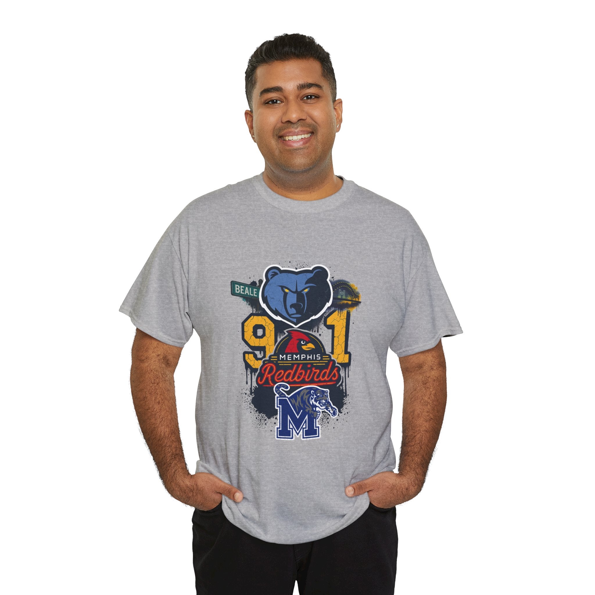 Memphis Sports Collage T-Shirt — 901 Redbirds & Grizzlies Graphic Tee