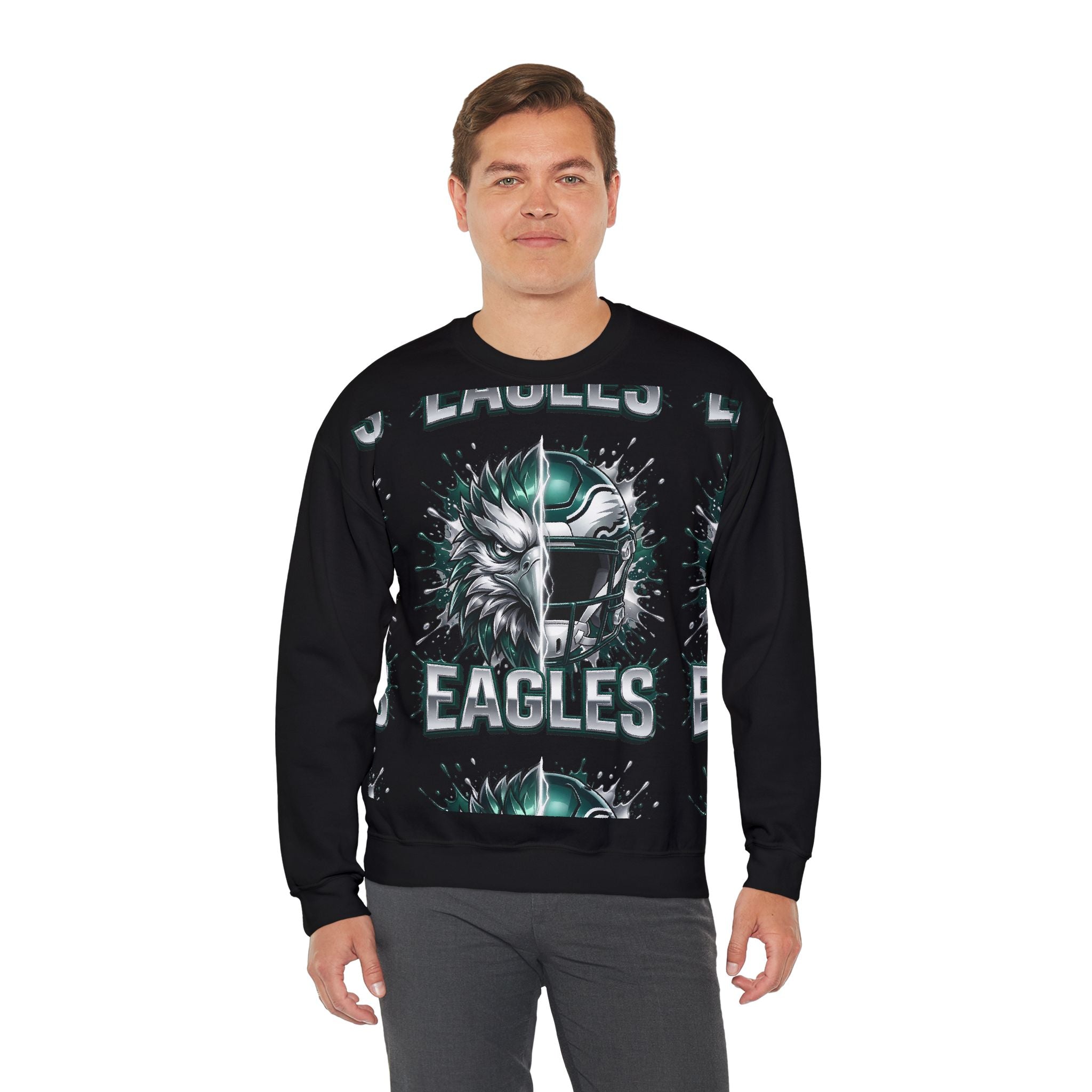 Eagles Football Crewneck Sweatshirt — Eagle & Helmet Graphic