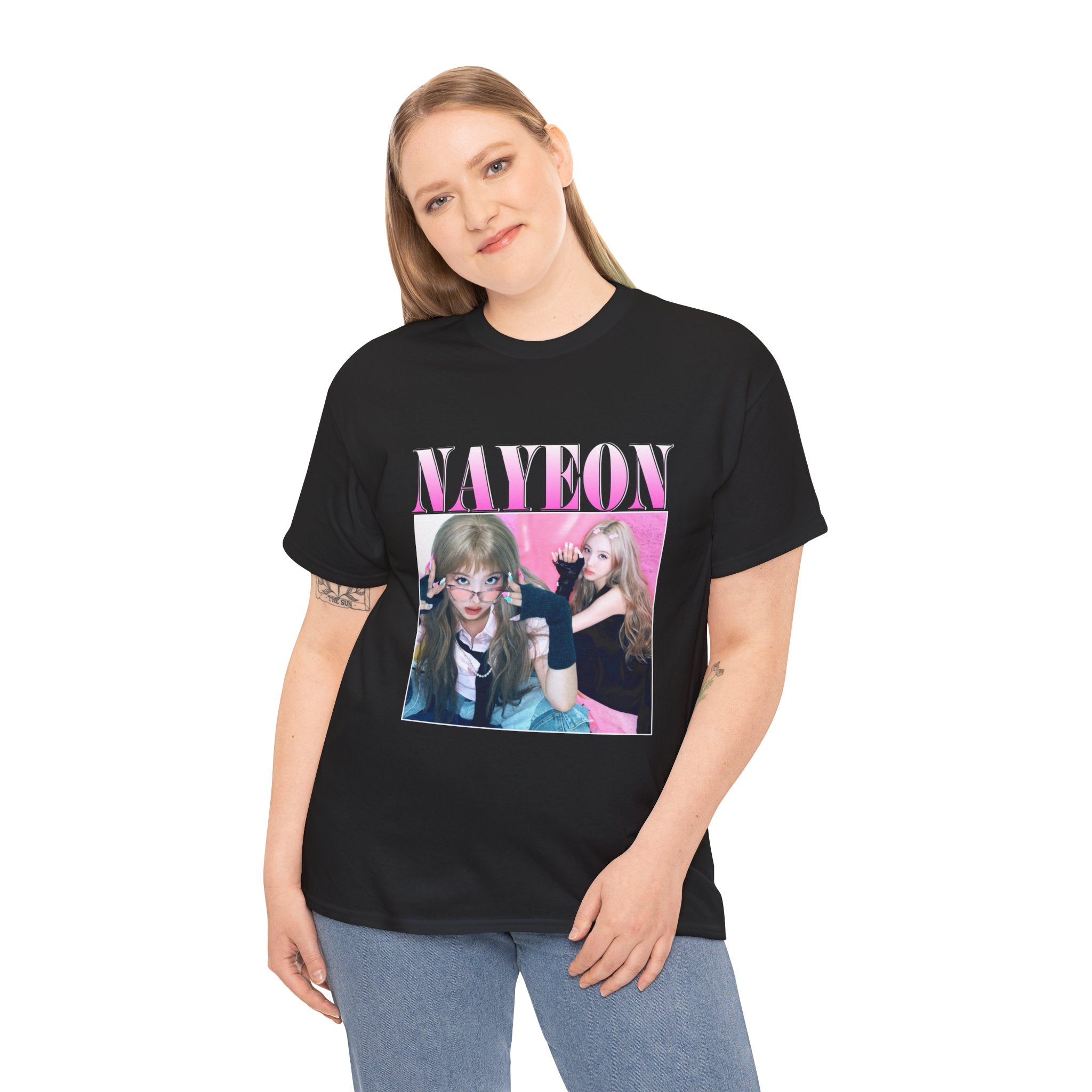 Nayeon Photo Collage Tee — Pink Retro K-Pop Fan Shirt