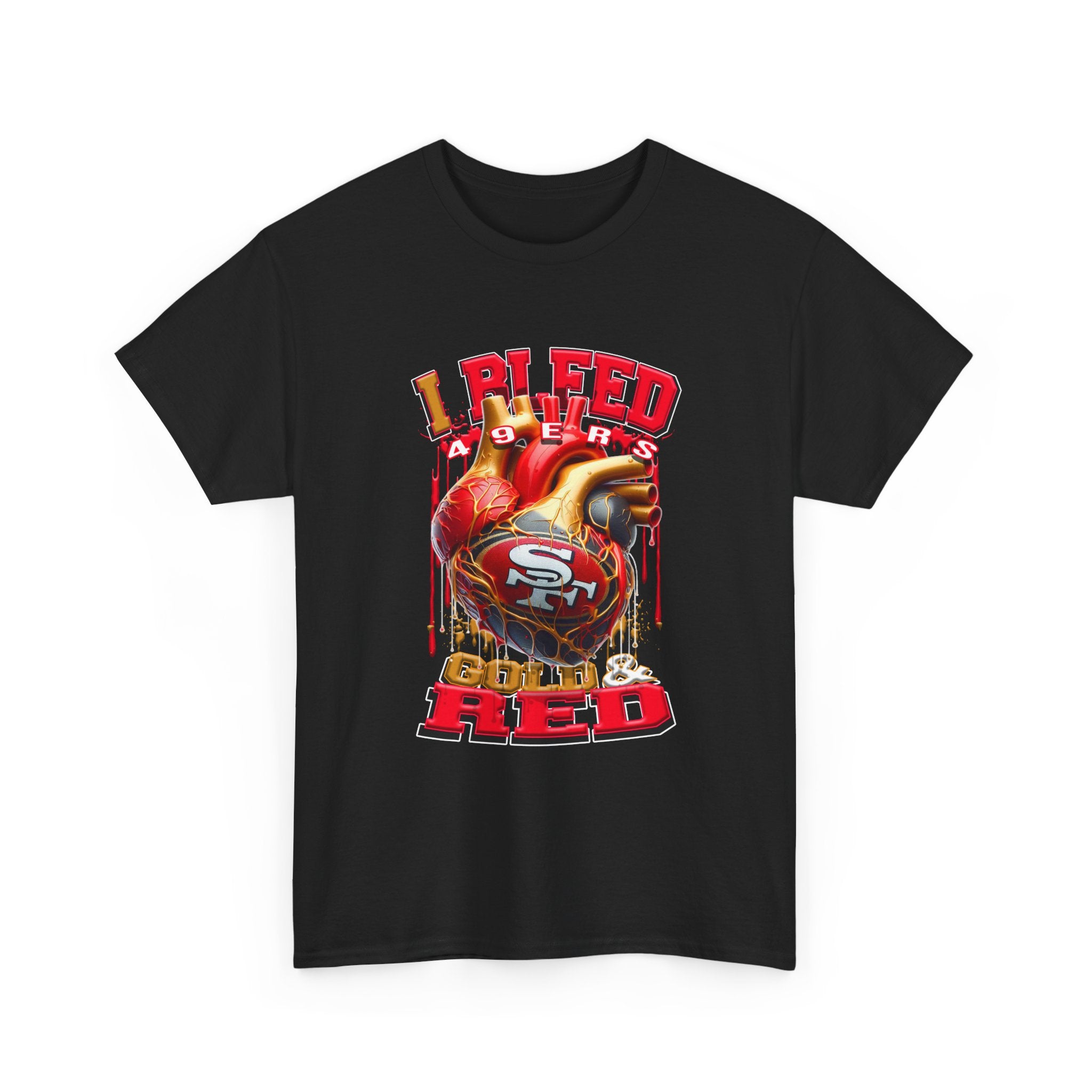 Bleed Red Football T-Shirt — San Francisco 49ers Heart Graphic