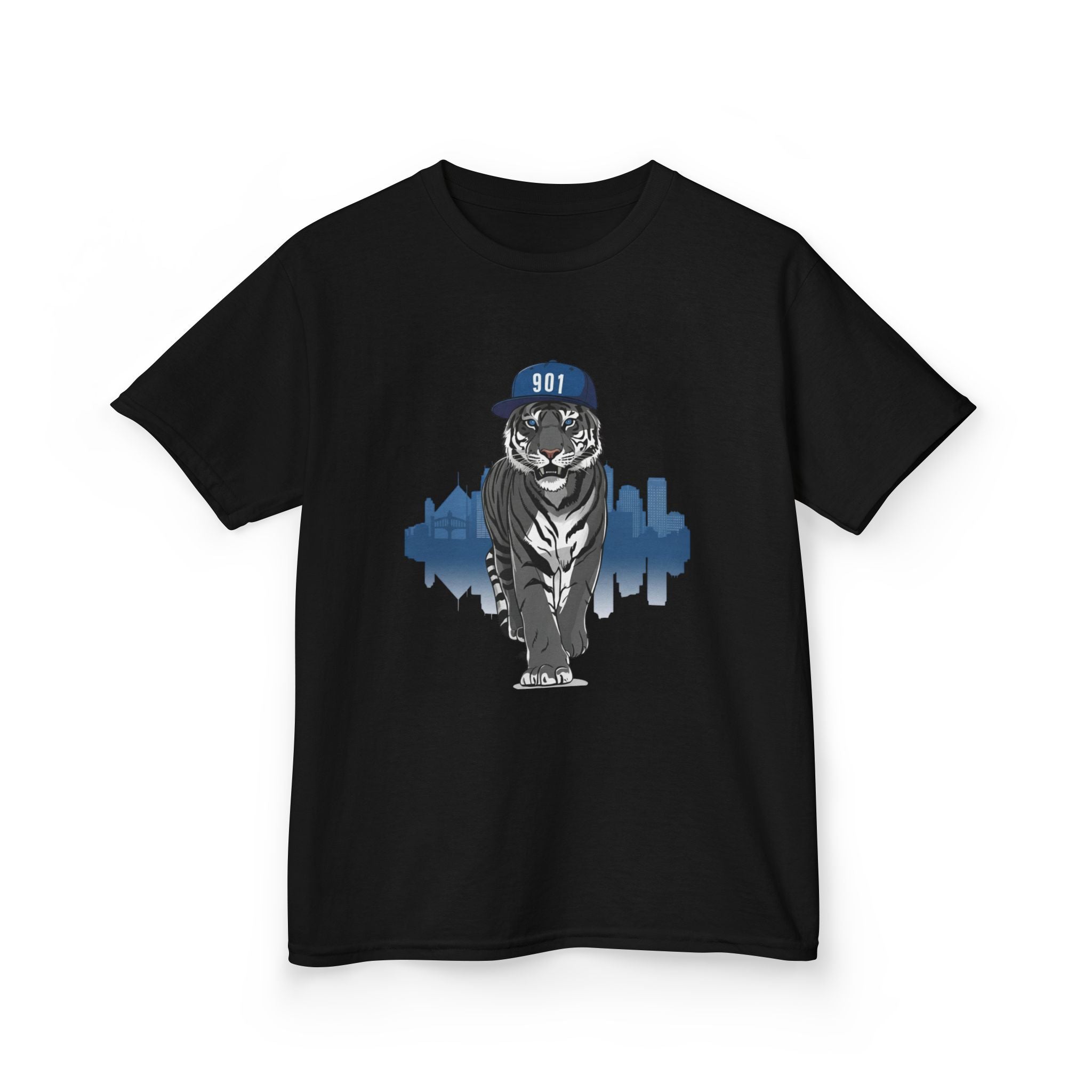 Tiger Walk Kids Tee — Cool Urban Cat Graphic T-Shirt with Cap