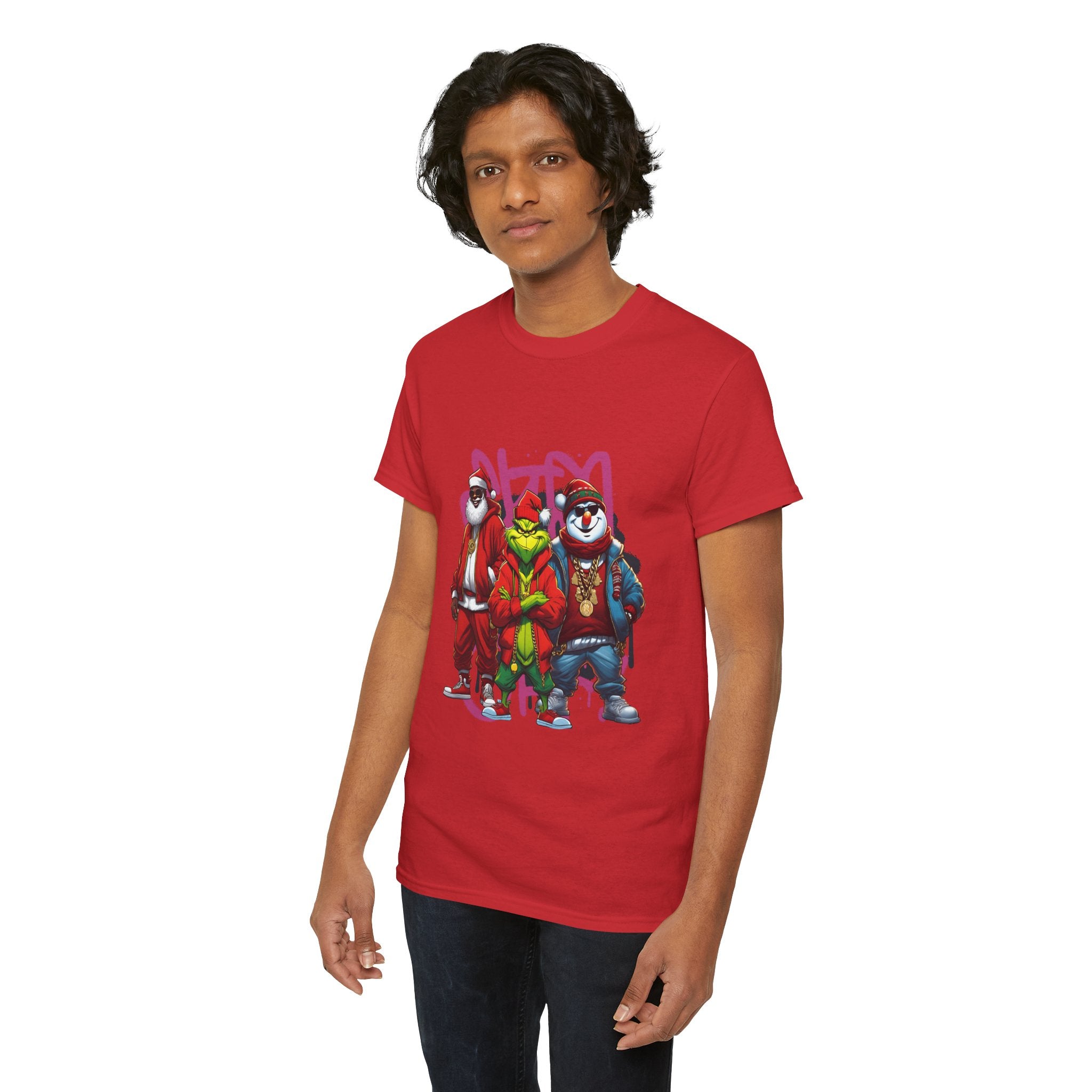 Christmas Hip-Hop Character T-Shirt — Santa, Grinch & Snowman Streetwear