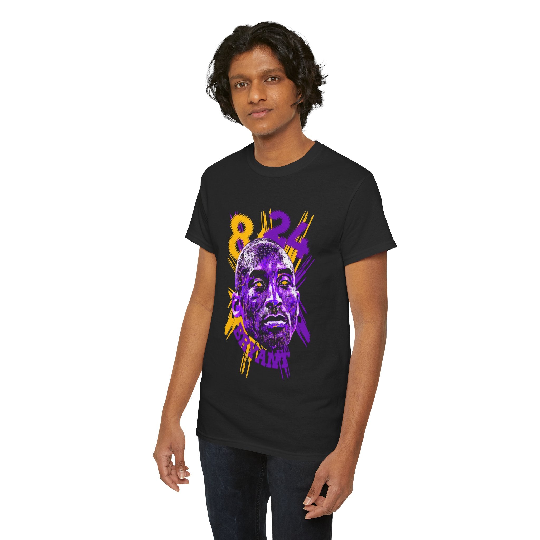 Kobe Bryant Graphic Tee — Purple & Gold Number 24 Basketball Tribute