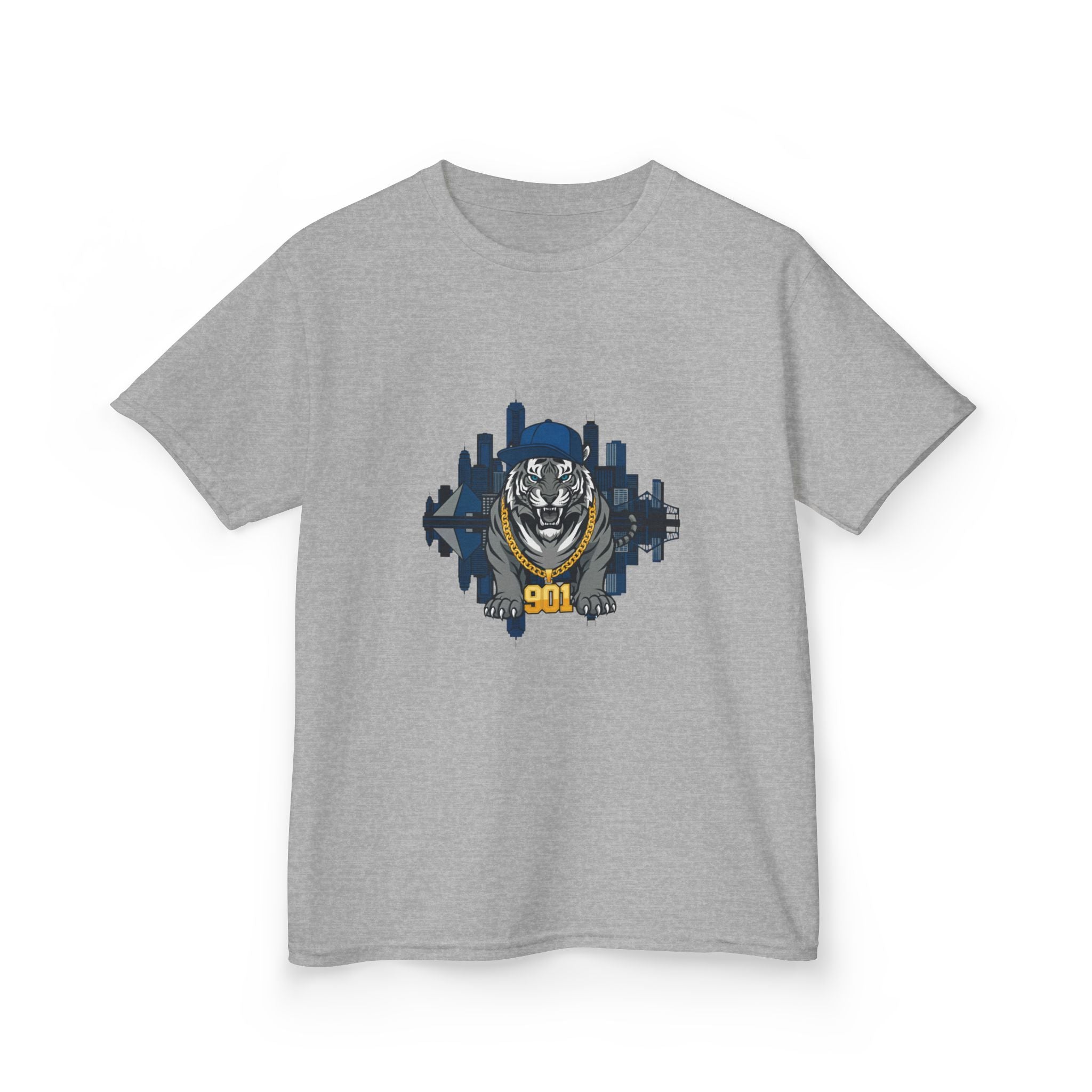 Kids T‑Shirt — Fierce Tiger City Skyline Design (Youth Animal Graphic Tee)