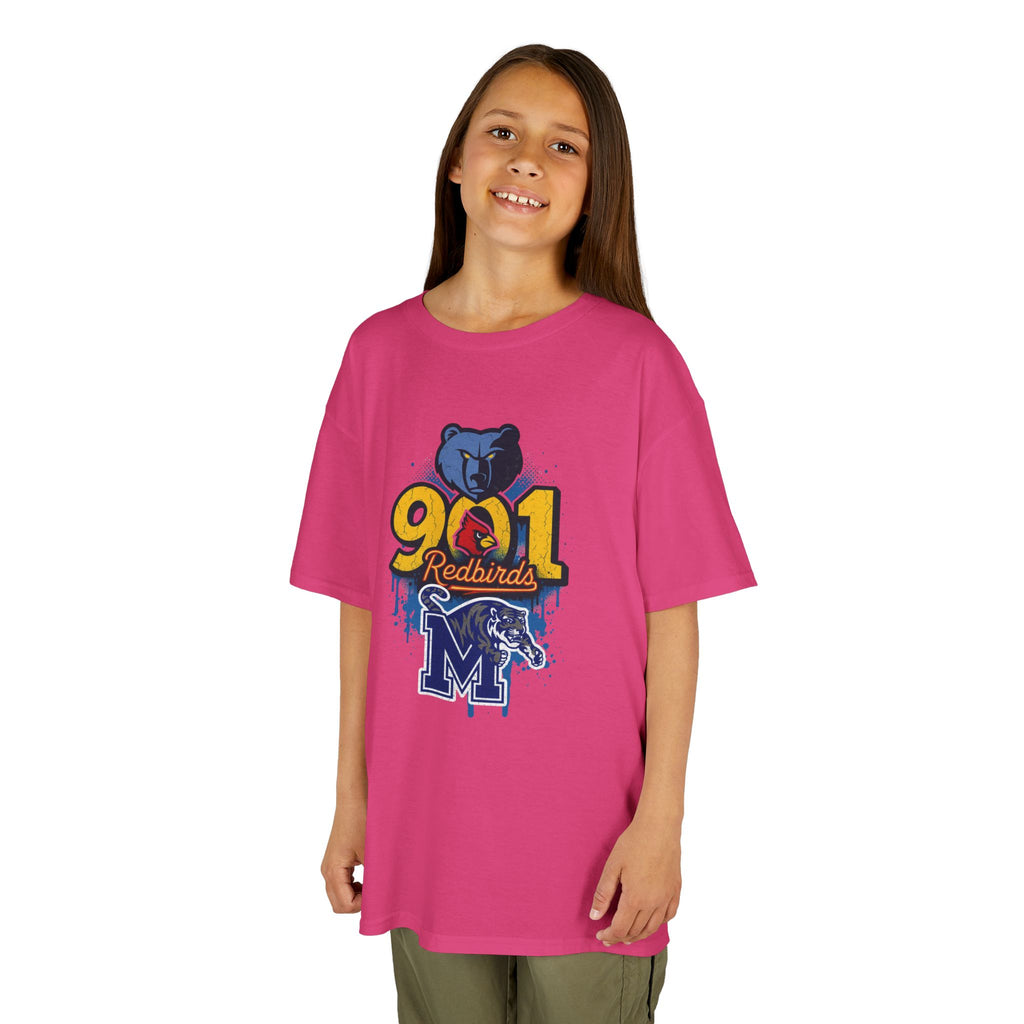 Kids Tee — 901 Redbirds Memphis Grizzlies Bear Logo Youth Shirt