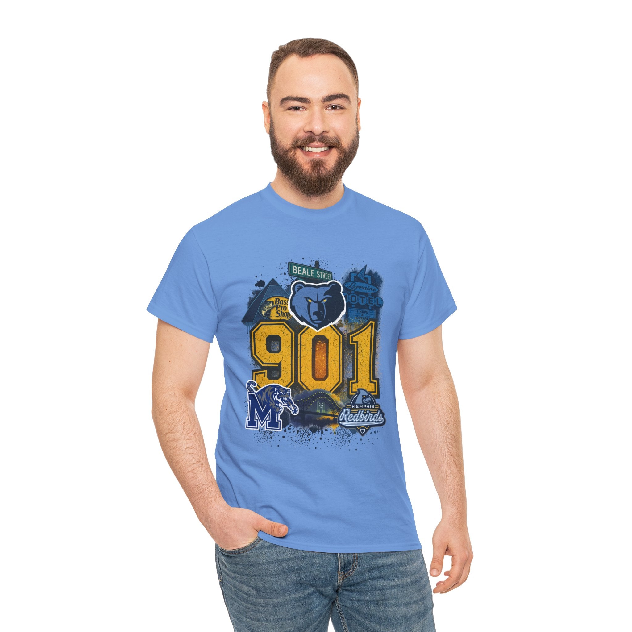 901 Memphis Vintage Collage T-Shirt — Grizzlies Beale St. City Pride Tee