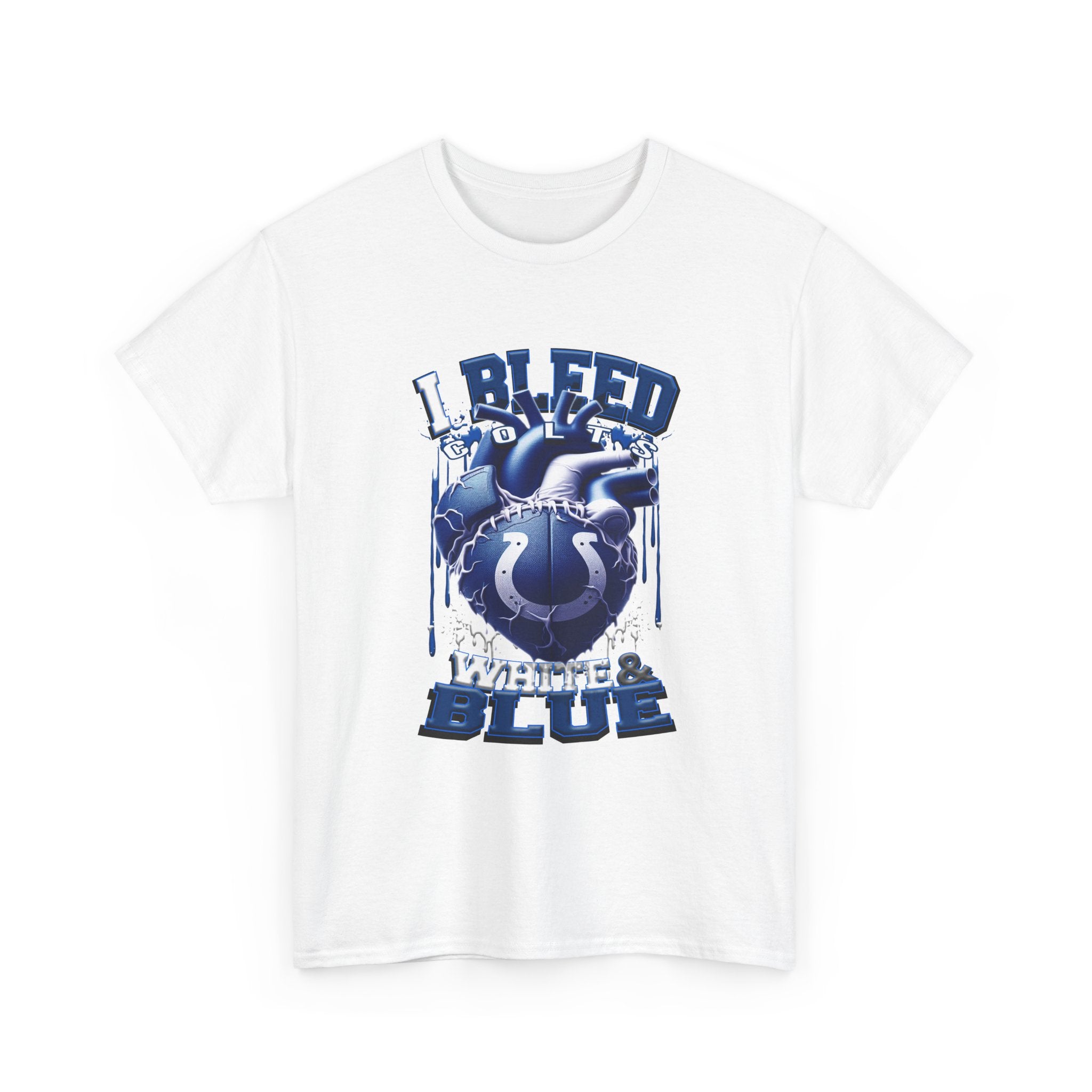 I Bleed Colts Blue T-Shirt — Fan Heart Graphic Tee