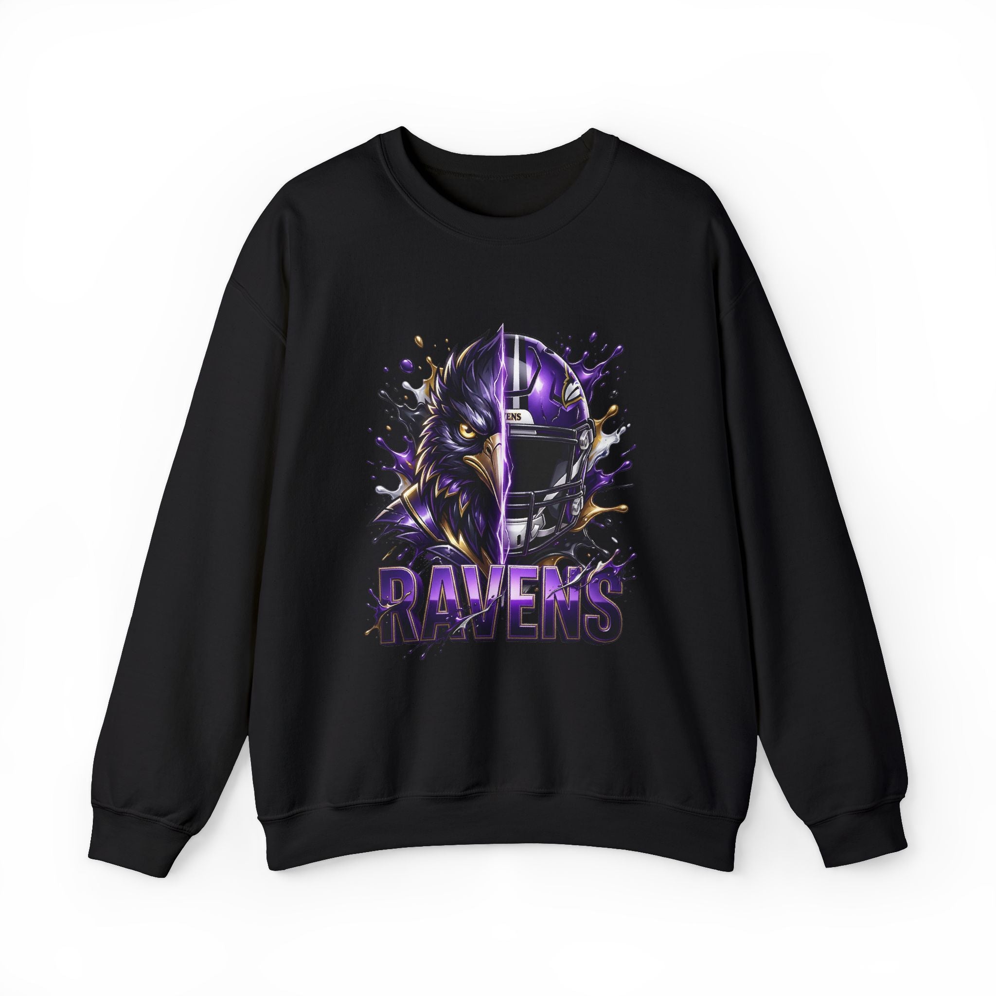 Ravens Football Crewneck Sweatshirt — Purple Raven Helmet Graphic