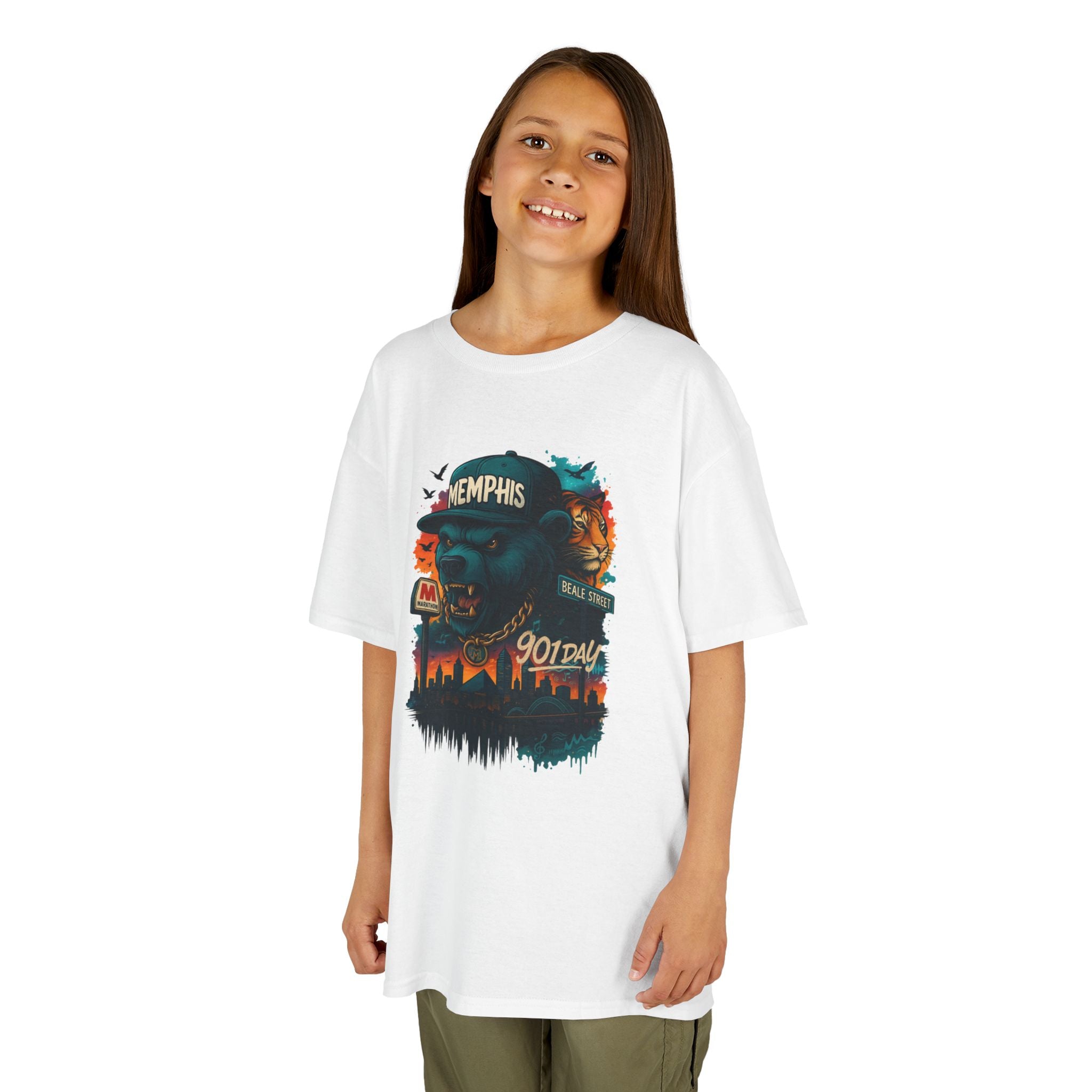 Kids Tee — Memphis Guitar Skyline Graphic ("Memphis 901")