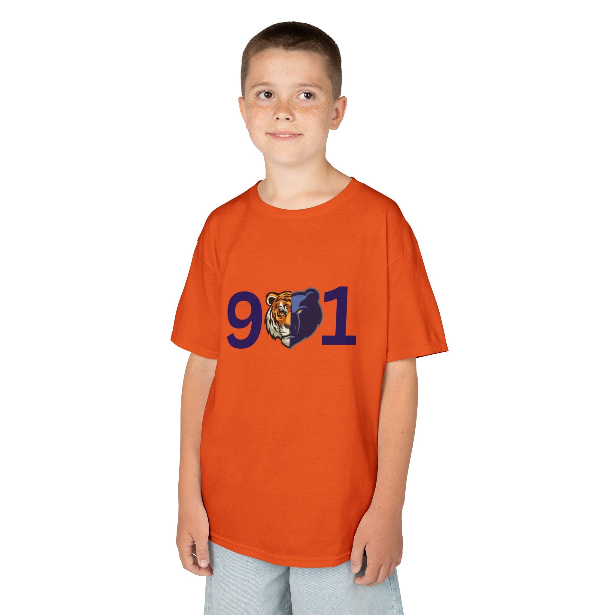 Kids 901 Memphis Tigers Tee — 901 with Tiger Face Kids T‑Shirt