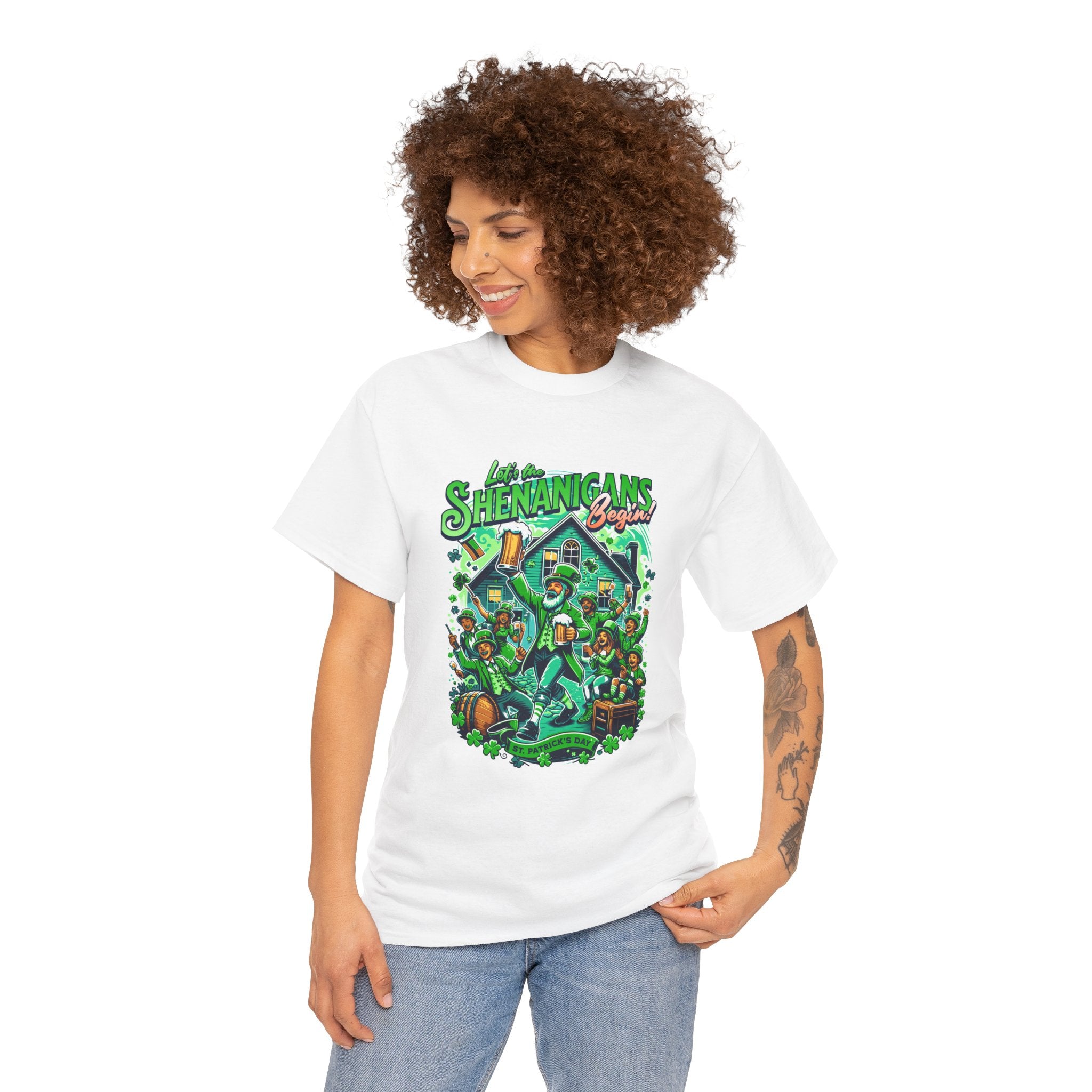 St. Patrick's Day Let The Shenanigans Begins T‑Shirt — Funny St. Patrick’s Day Party Tee