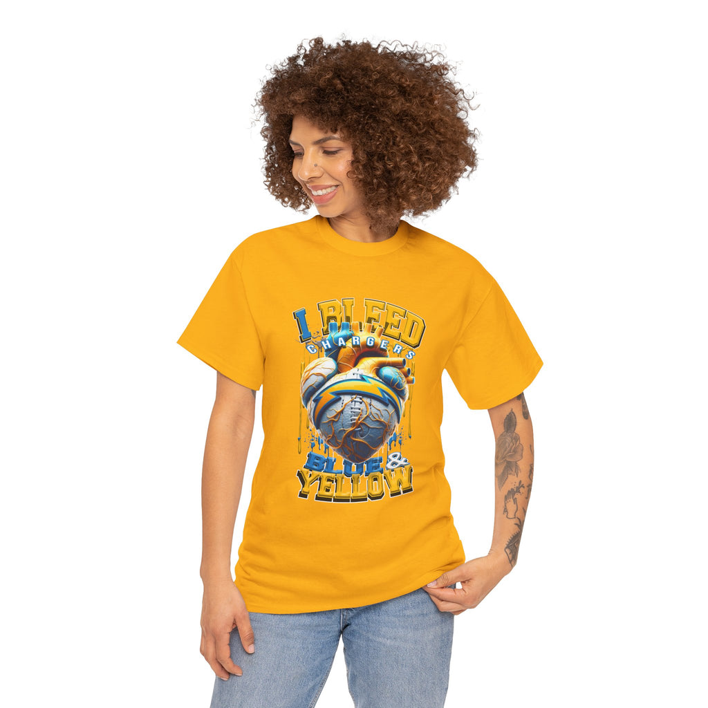 T-Shirt — "I Bleed Bolt & Yellow" Chargers Football Graphic Tee