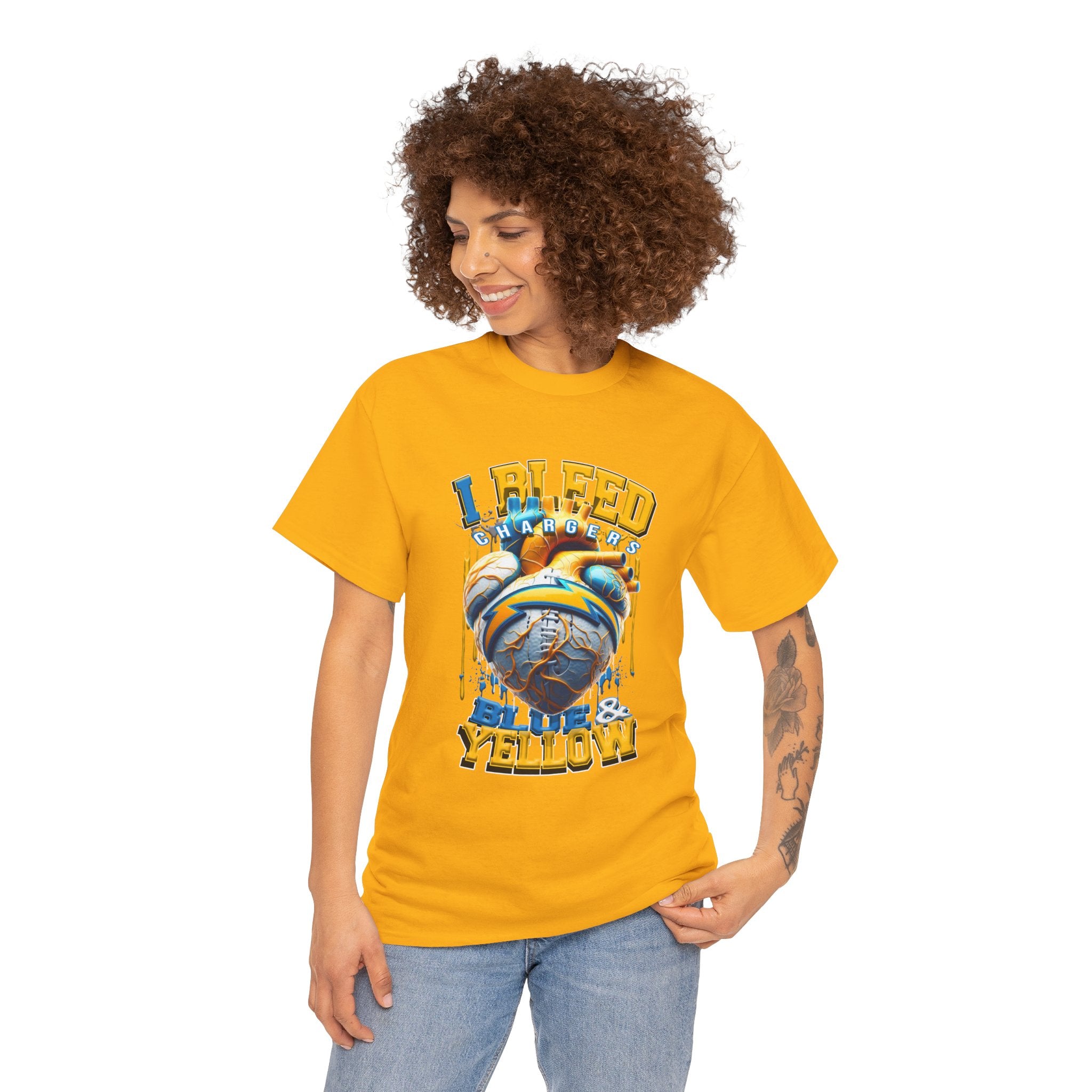 T-Shirt — "I Bleed Bolt & Yellow" Chargers Football Graphic Tee