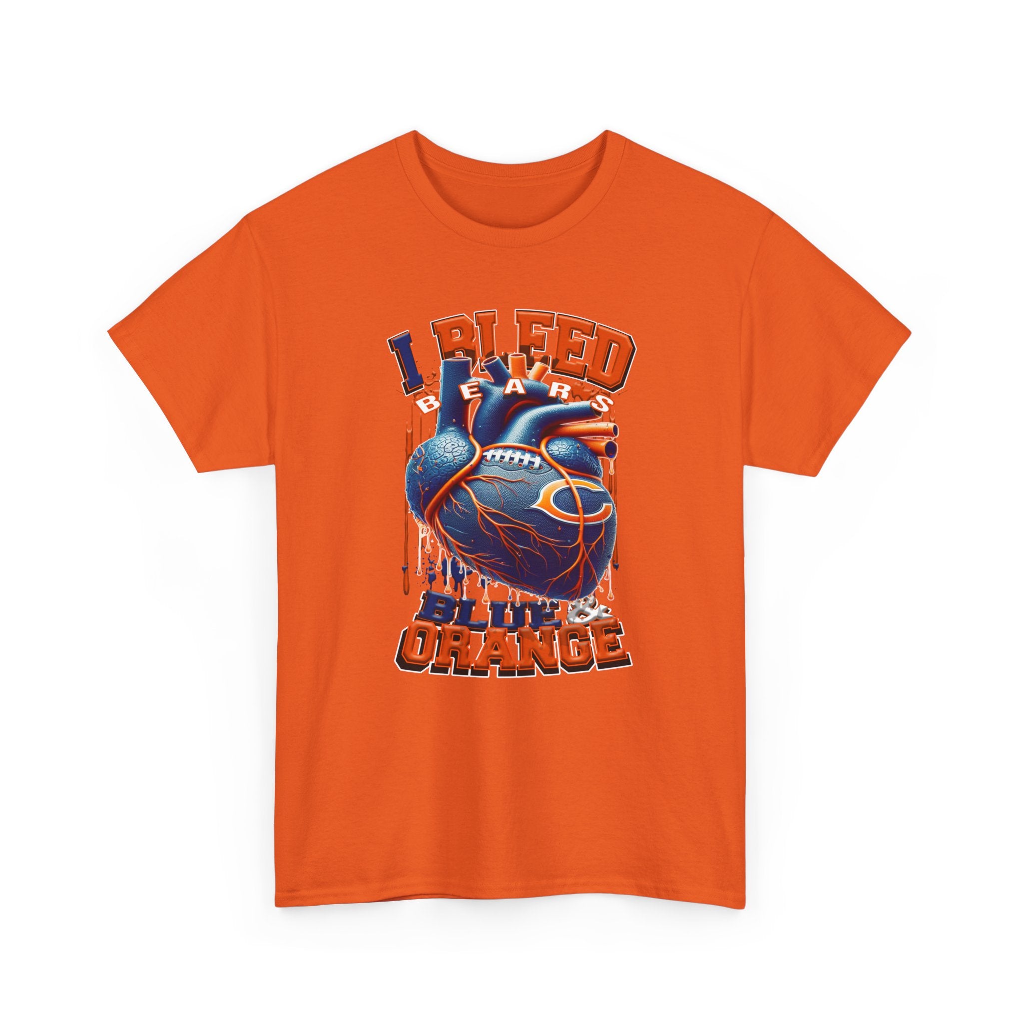 I Bleed Blue & Orange Heart T-Shirt — Football Fan Tee