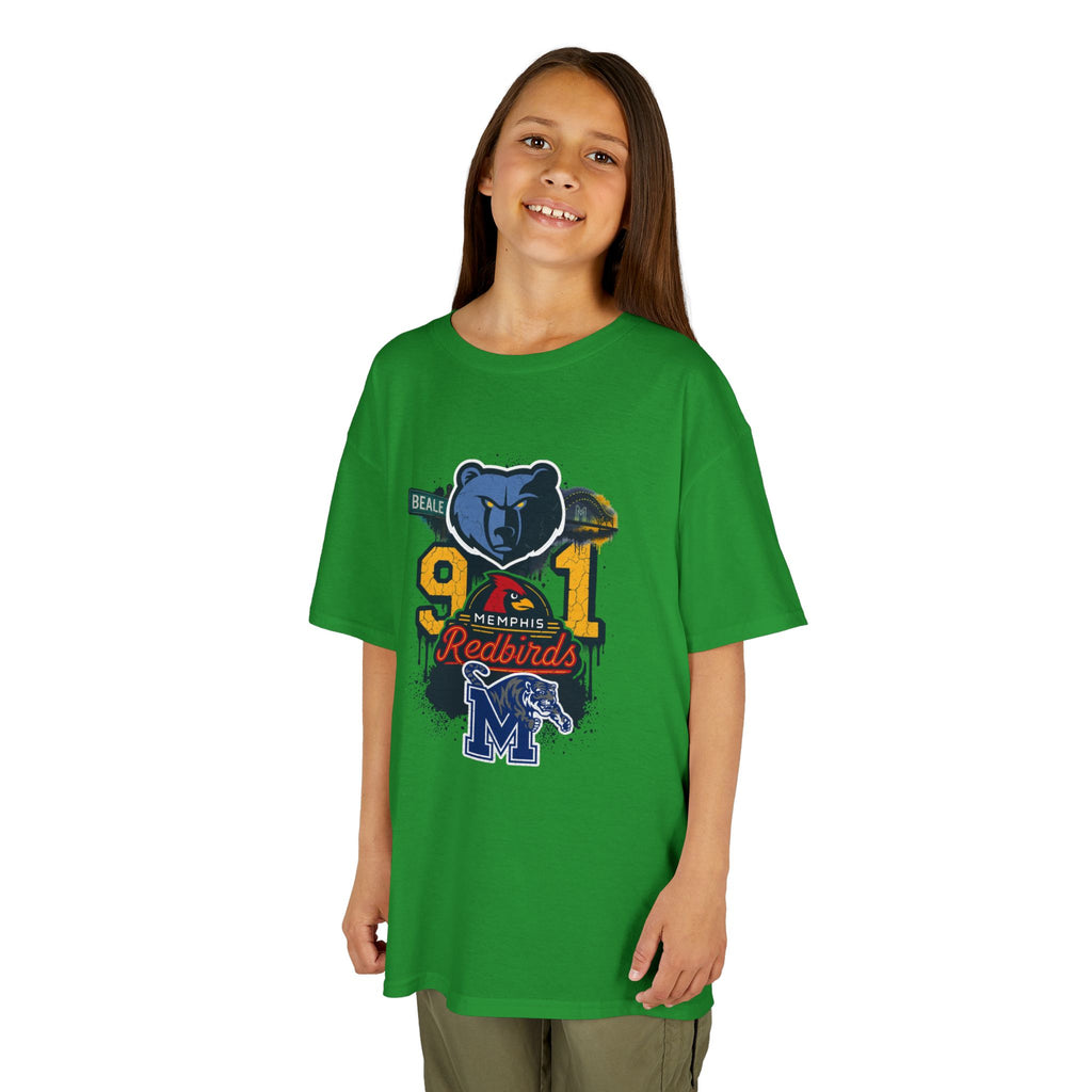 Kids Sports Mascot Tee — '901 Redbirds & M Logo Graphic