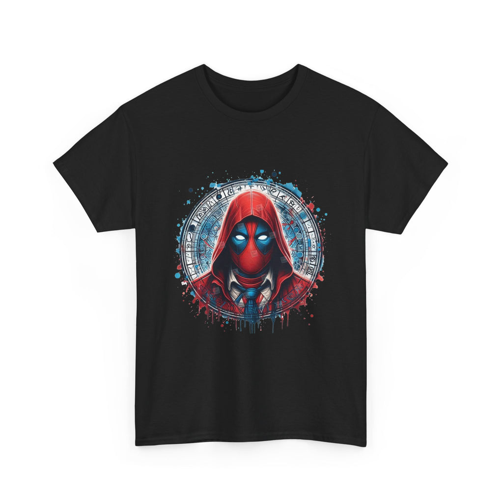 Deadpool Spider Hood Graphic Tee — Red Hooded Superhero T‑Shirt