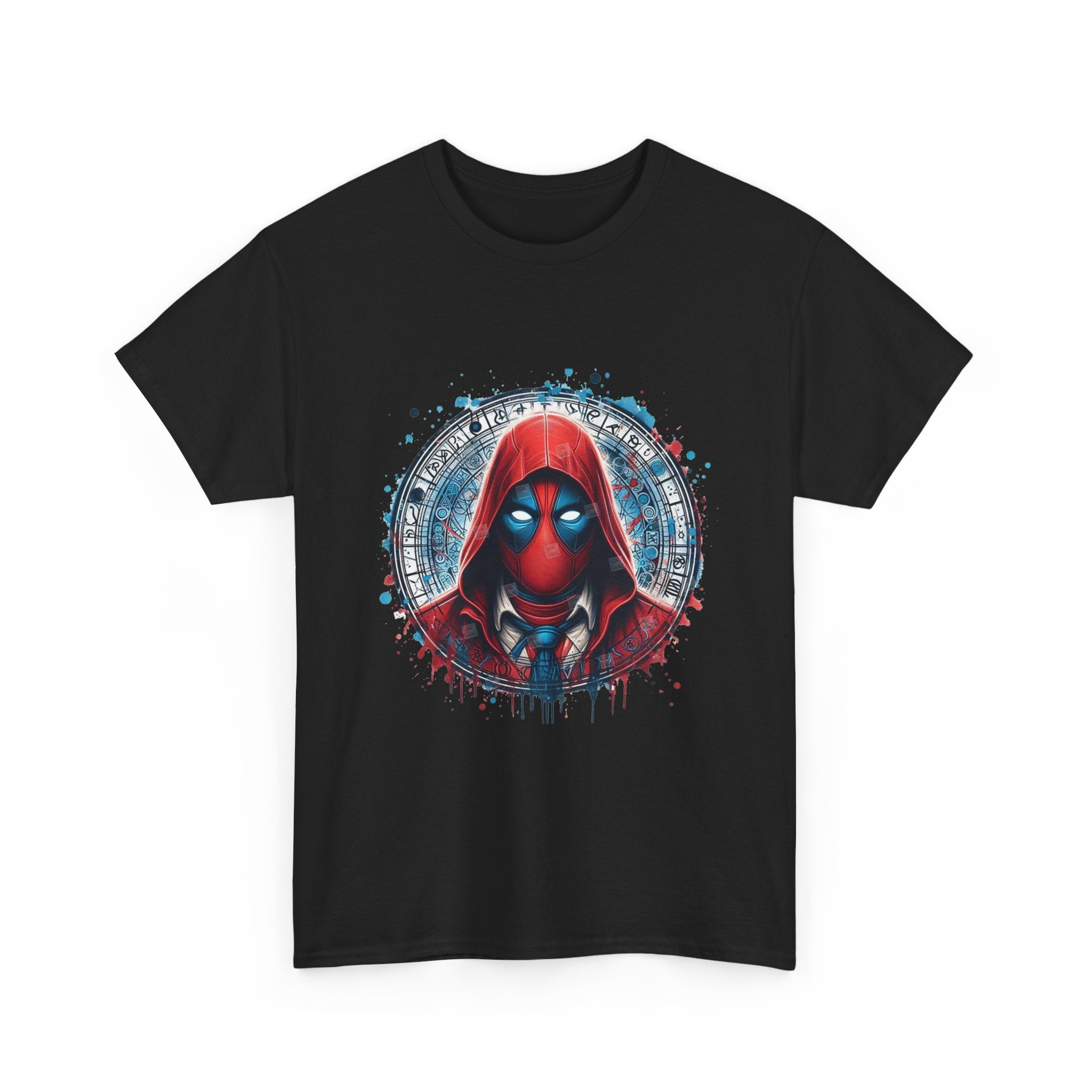 Deadpool Spider Hood Graphic Tee — Red Hooded Superhero T‑Shirt