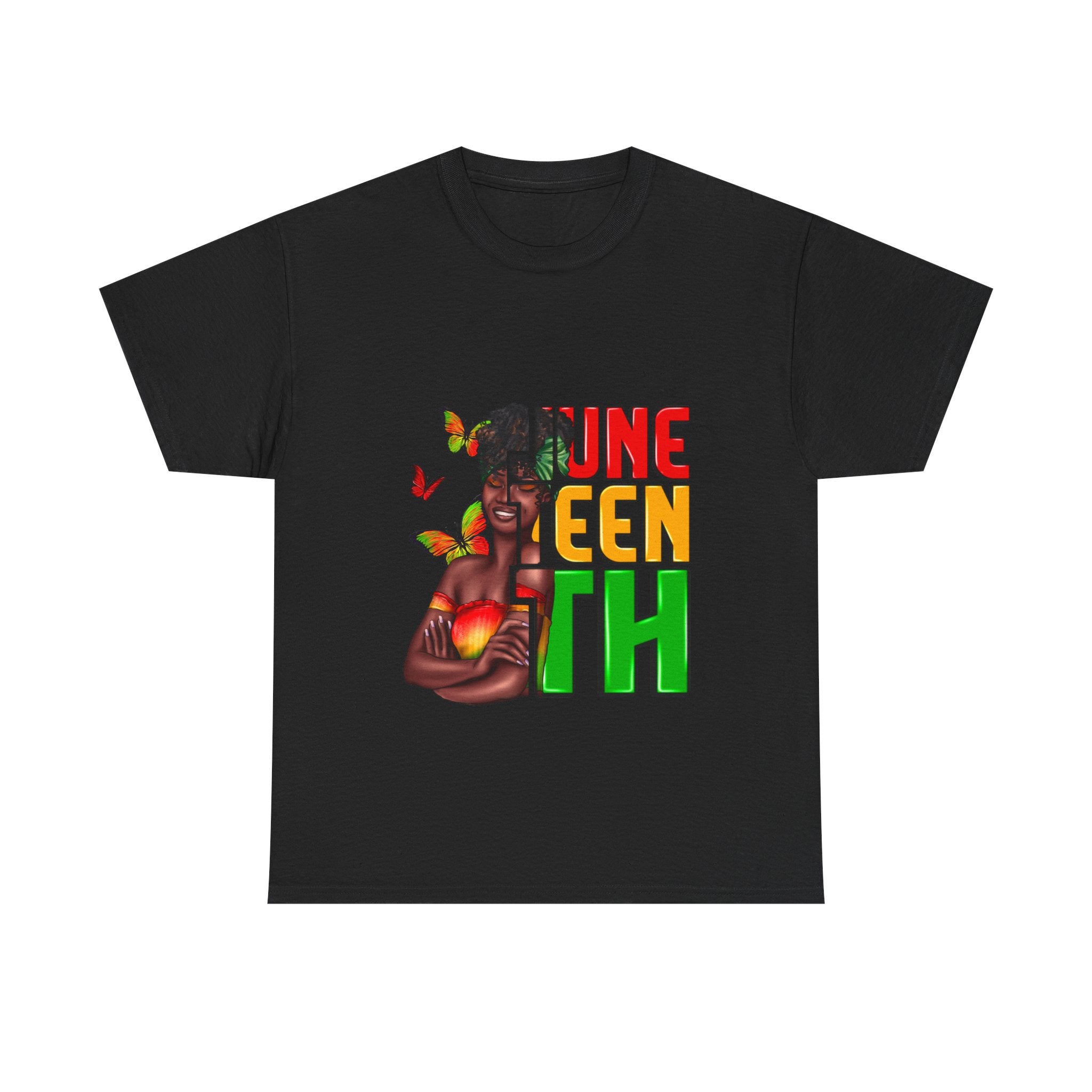 Juneteenth Celebration Tee – Juneteenth Emblem with Raised Fist and Pan-African Colors