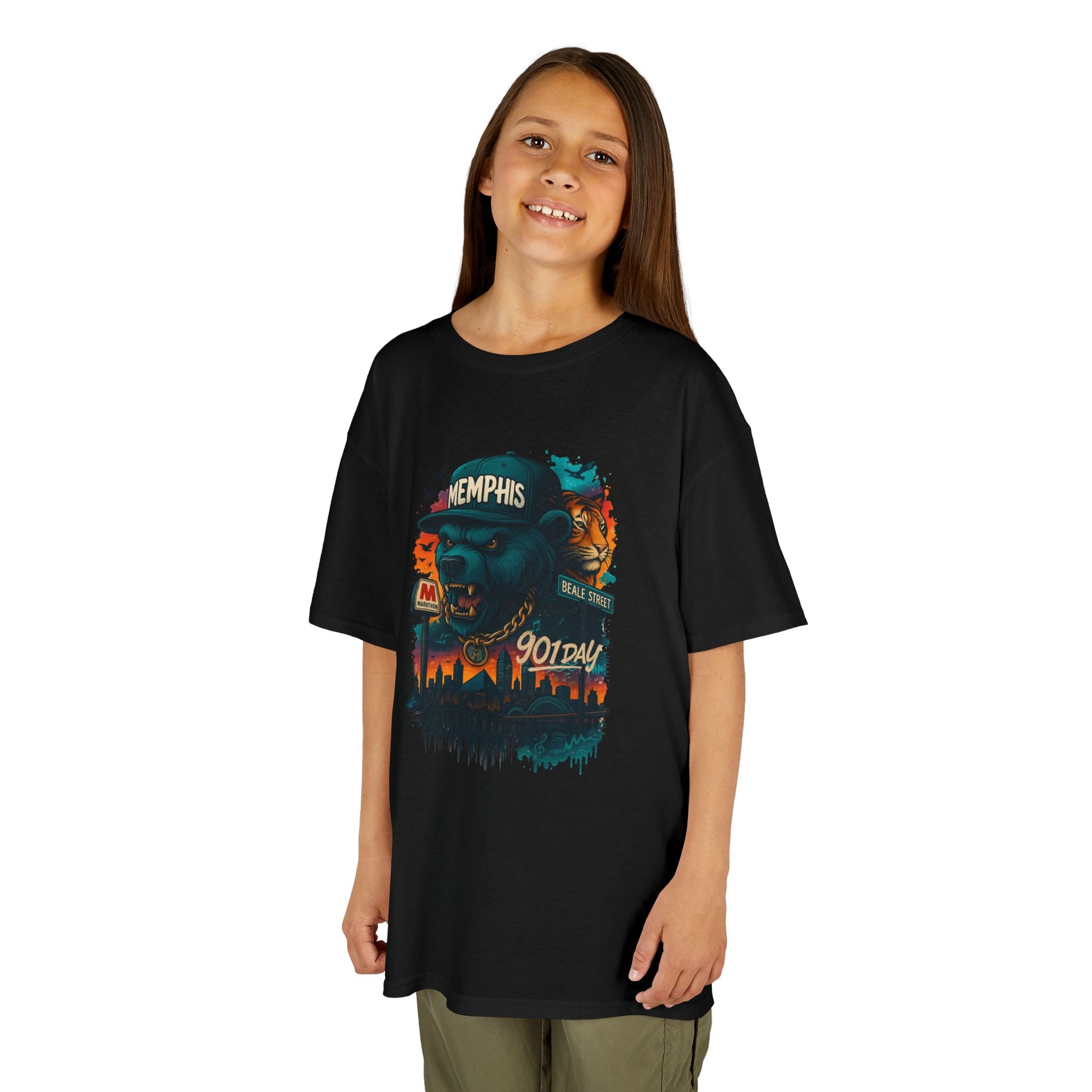 Kids Tee — Memphis Guitar Skyline Graphic ("Memphis 901")