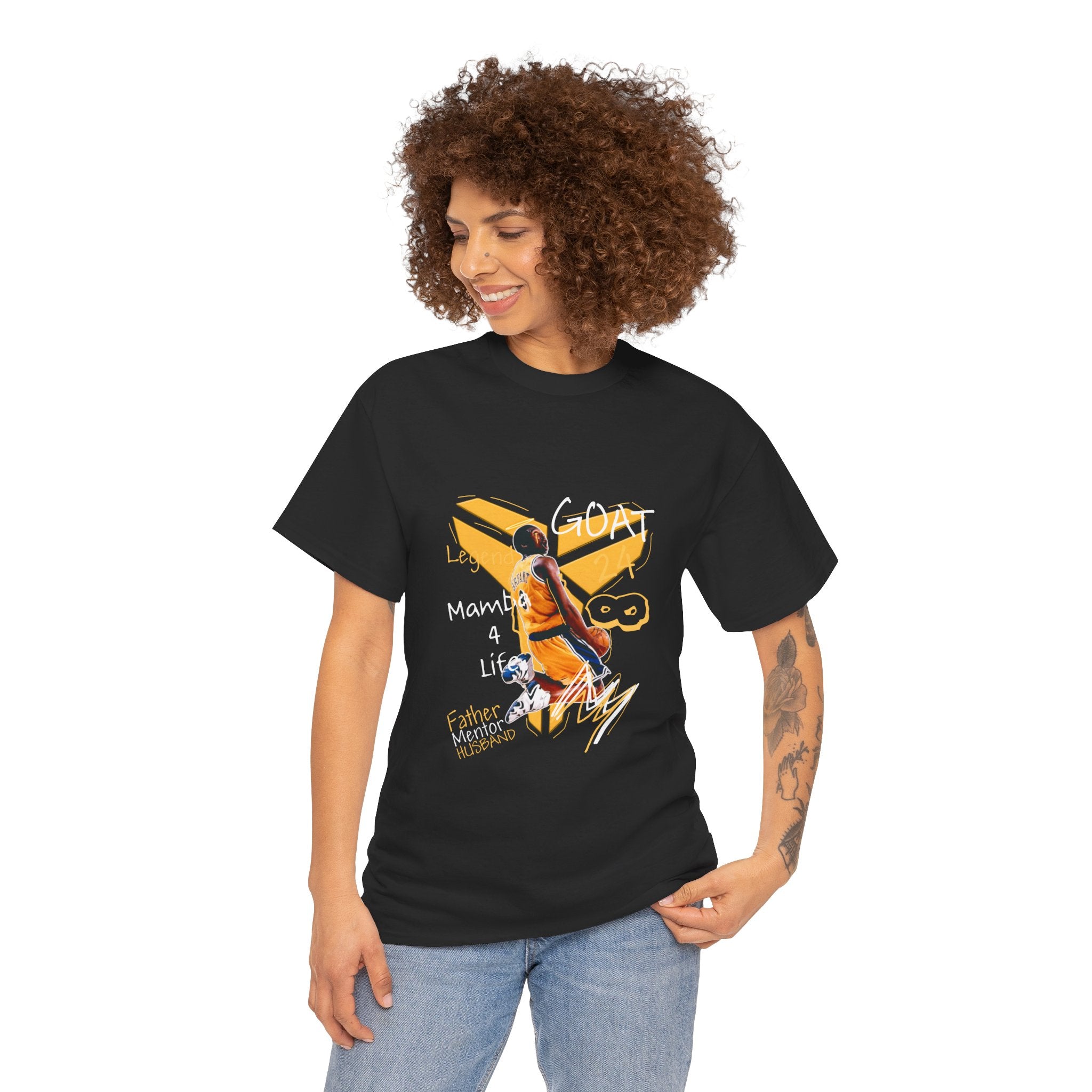 GOAT Basketball Player Graphic Tee — 'GOAT' Kobe Bryant Dunk Design for Fans