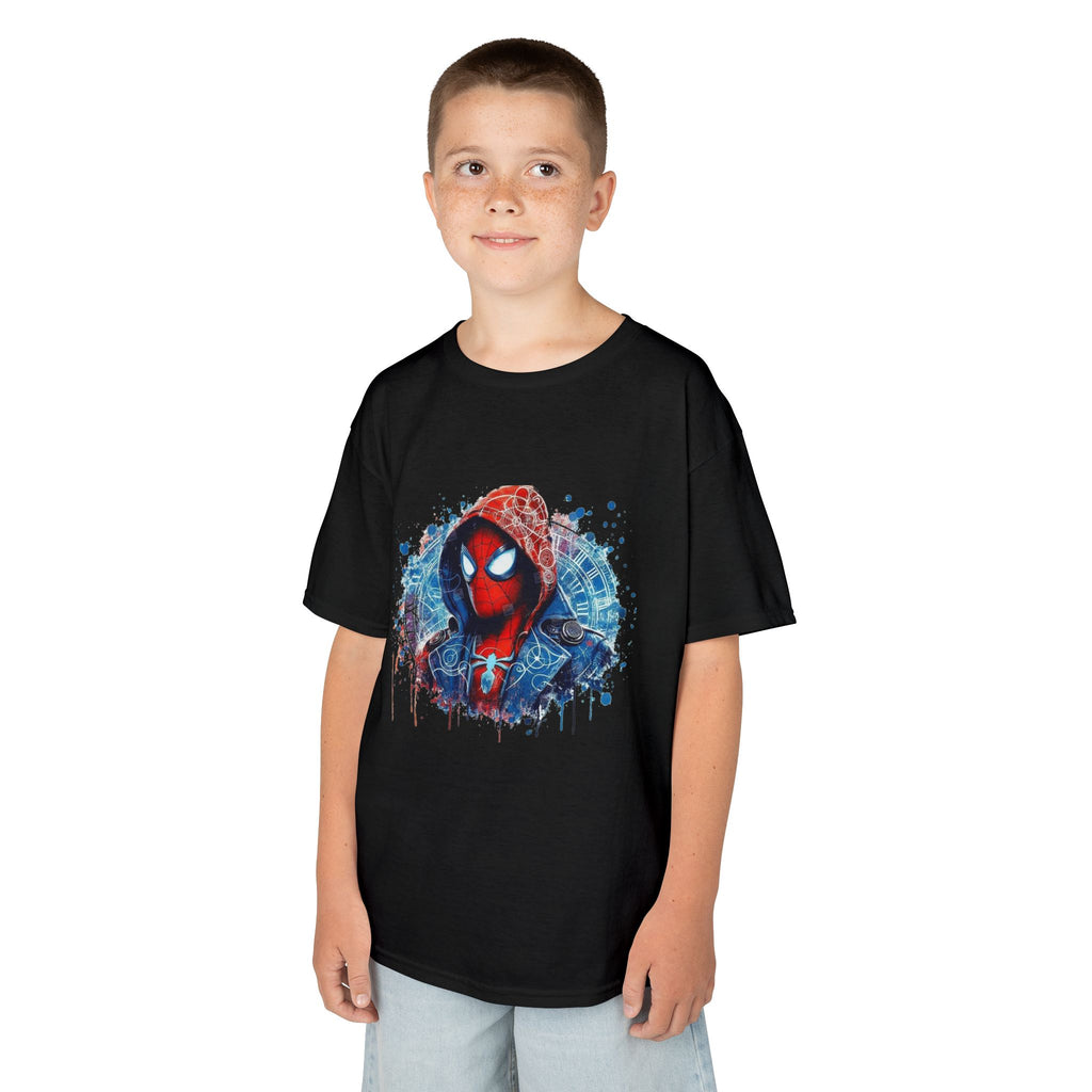 Kids Spider-Man Hero T‑Shirt — Colorful Watercolor Spidey Graphic