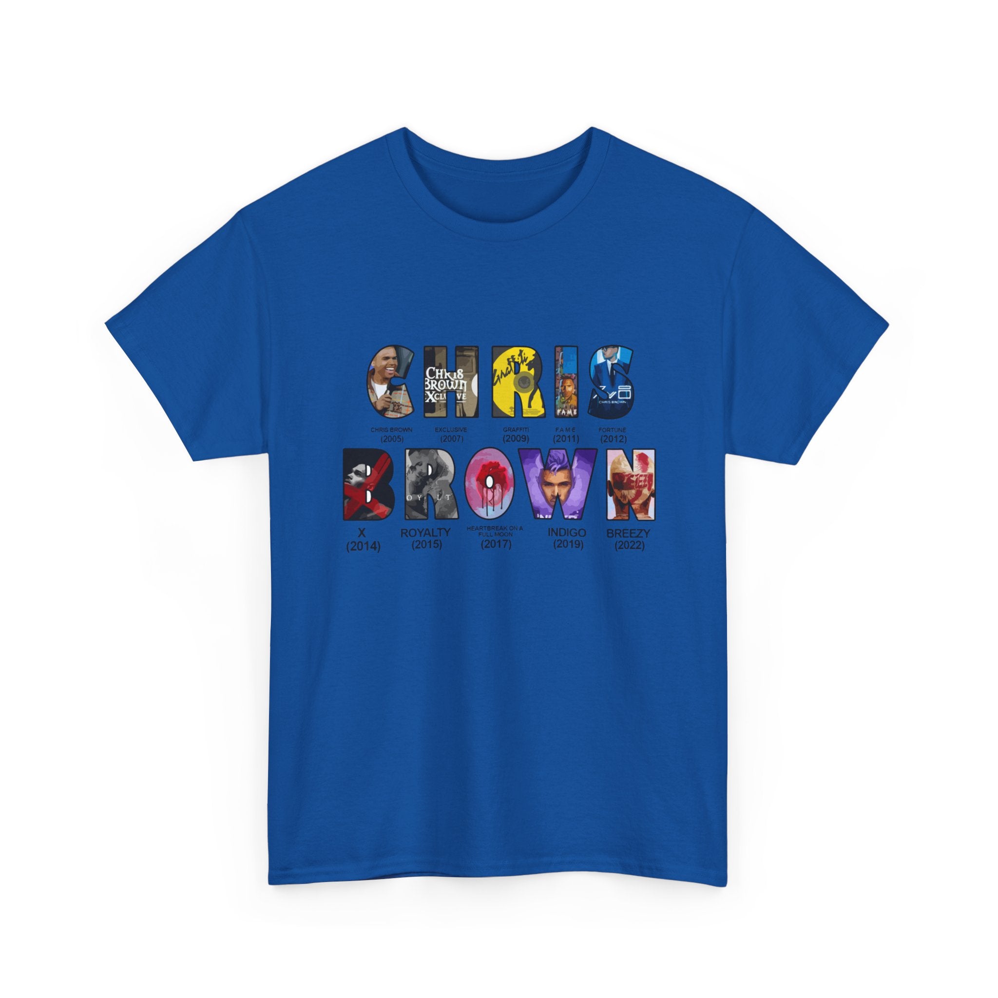 Chris Brown Collage Tee — R&B Artist Photo Letter Graphic T-Shirt