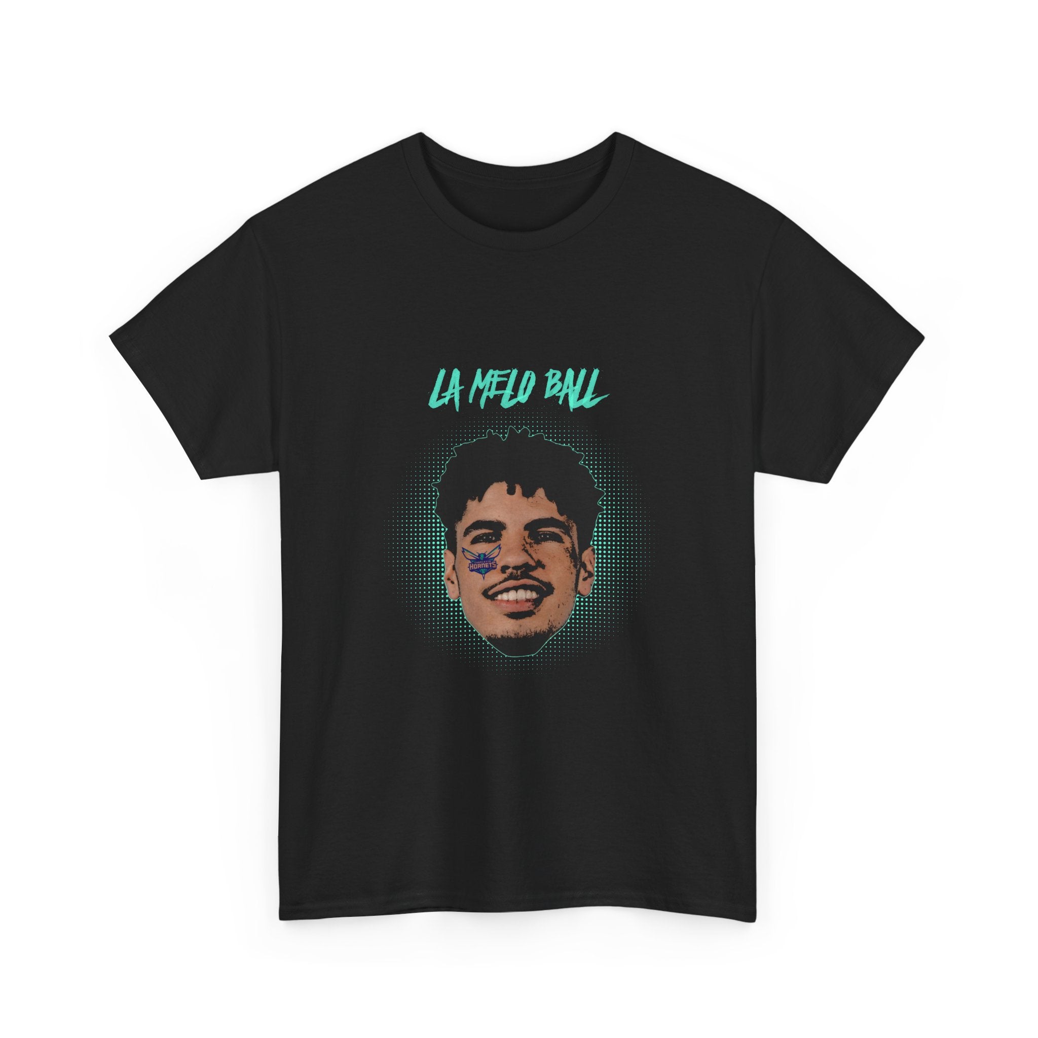 La Melo Ball Portrait Tee — Retro Pixel Basketball Player Graphic