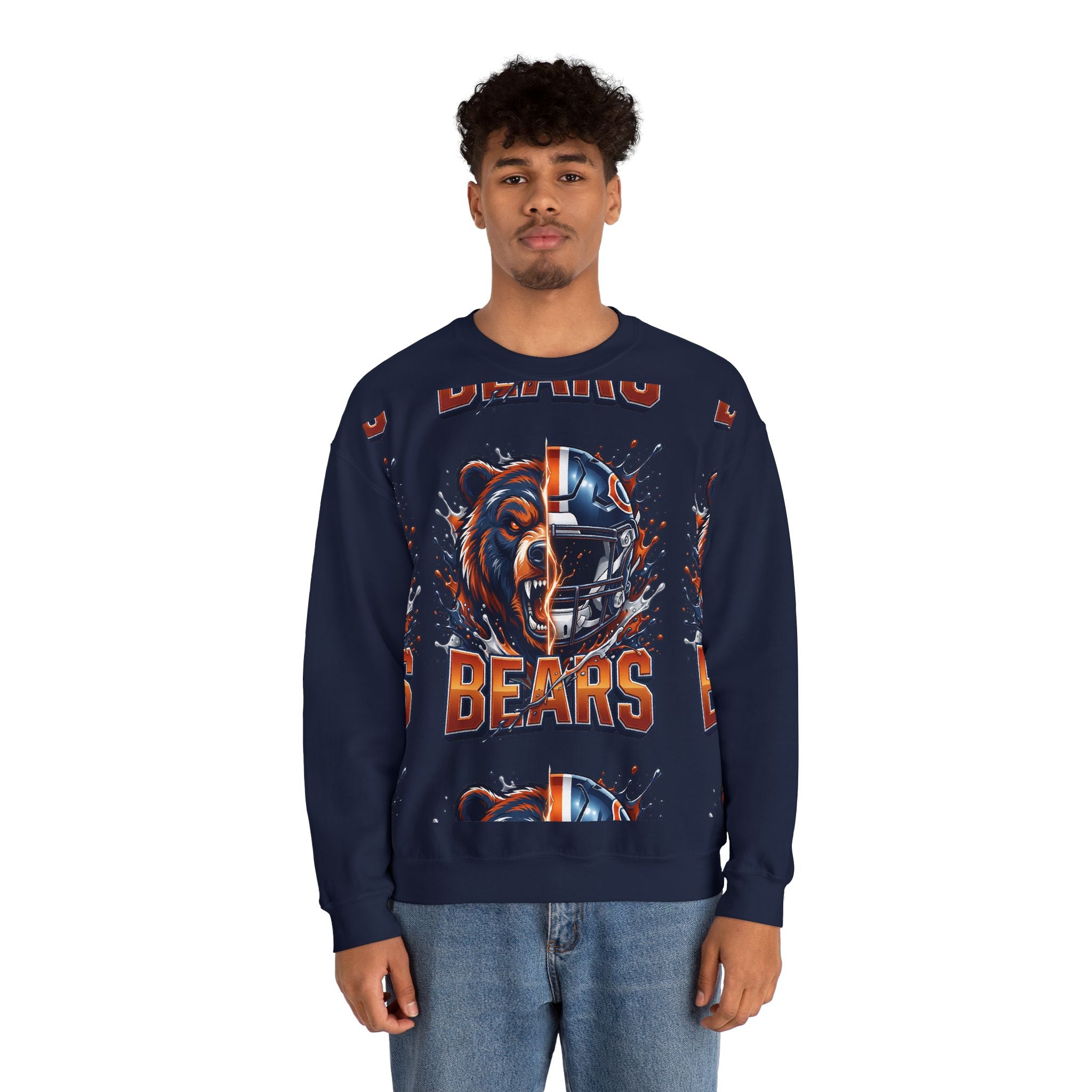 Bears Football Crewneck Sweatshirt — Fierce Bear & Helmet Team Pullover