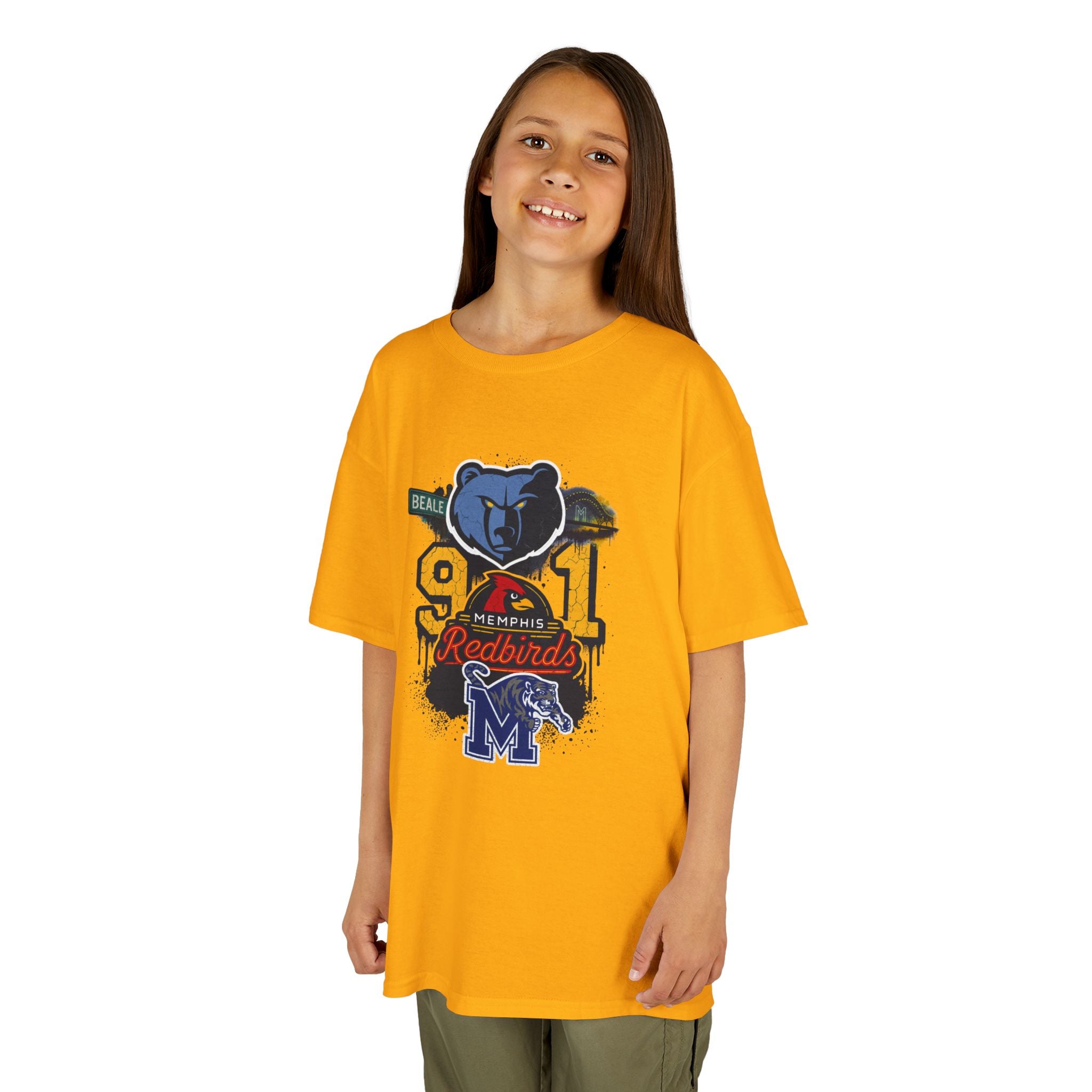 Kids Sports Mascot Tee — '901 Redbirds & M Logo Graphic