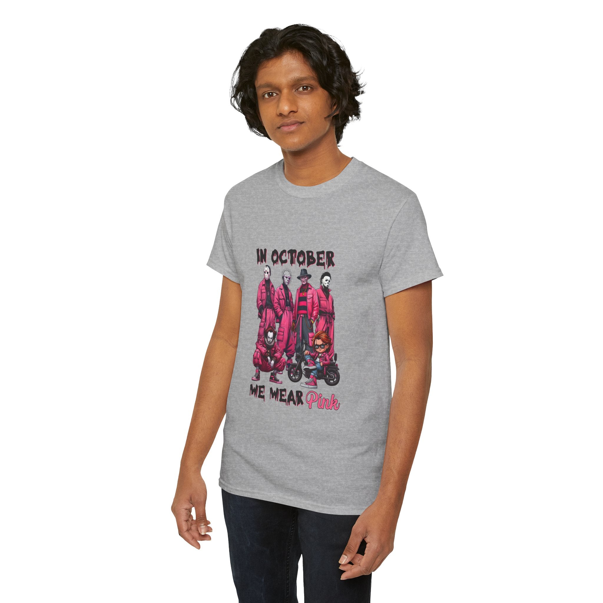 Horror Icons 'In October We Wear Pink' T-Shirt