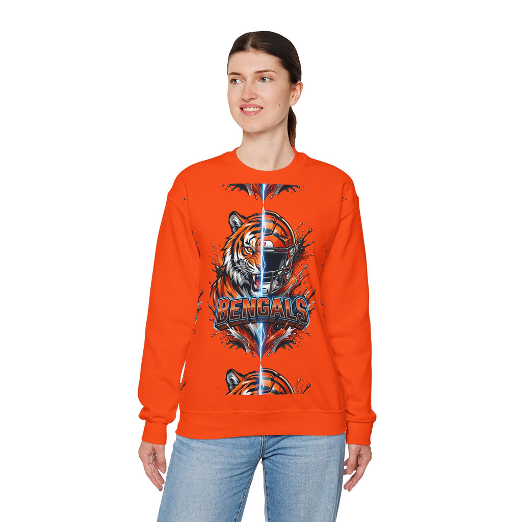 Bengals Tiger Helmet Crewneck Sweatshirt — Football Fan Pullover
