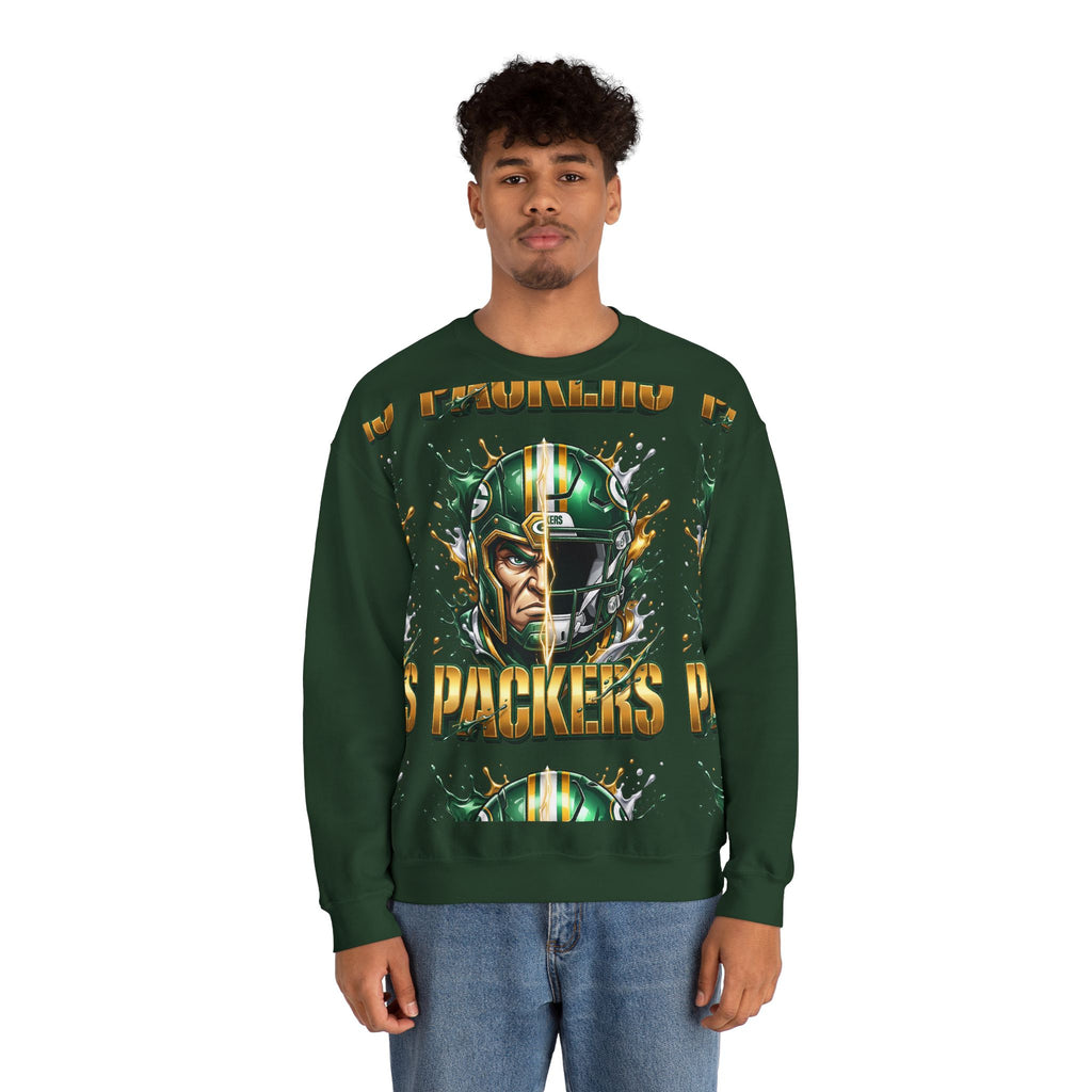 Crewneck Sweatshirt - Green Bay Packers Football Helmet Graphic