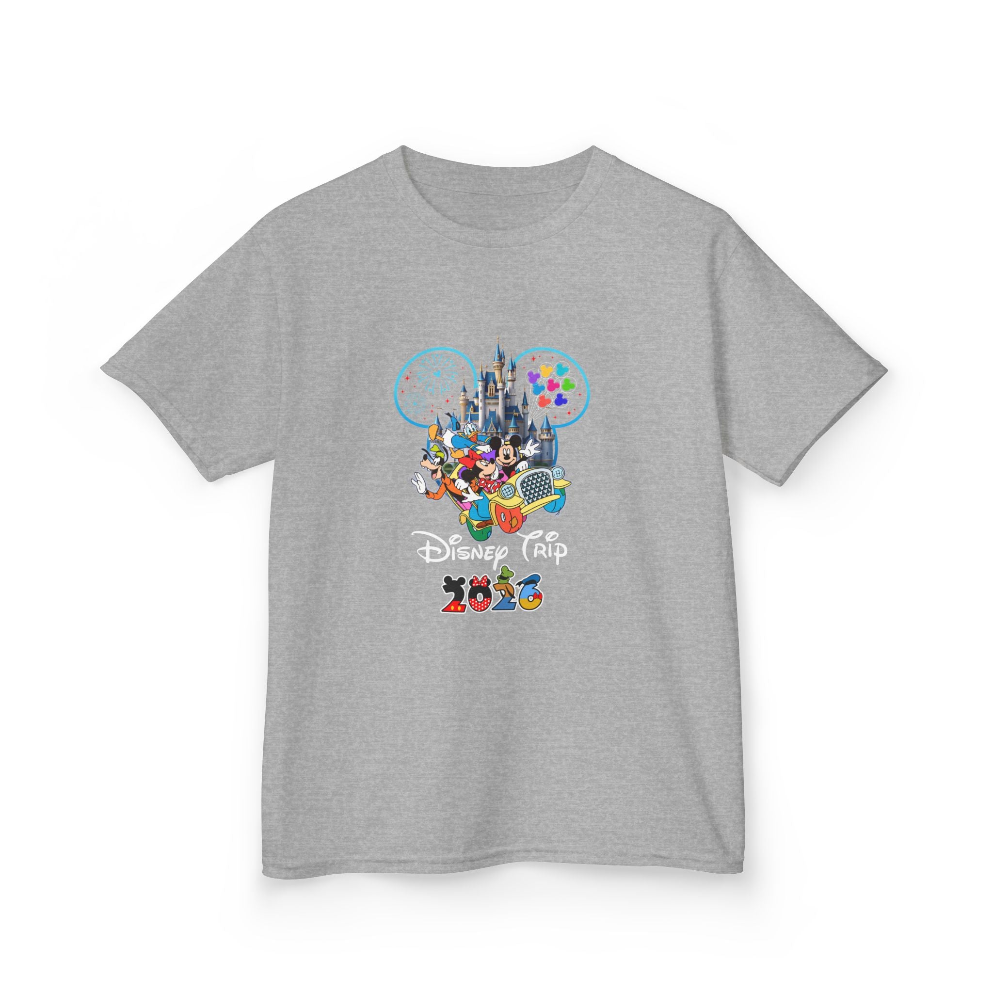 Kids T‑Shirt — Colorful Disney Castle & Characters Graphic (Disney Trip 2025)