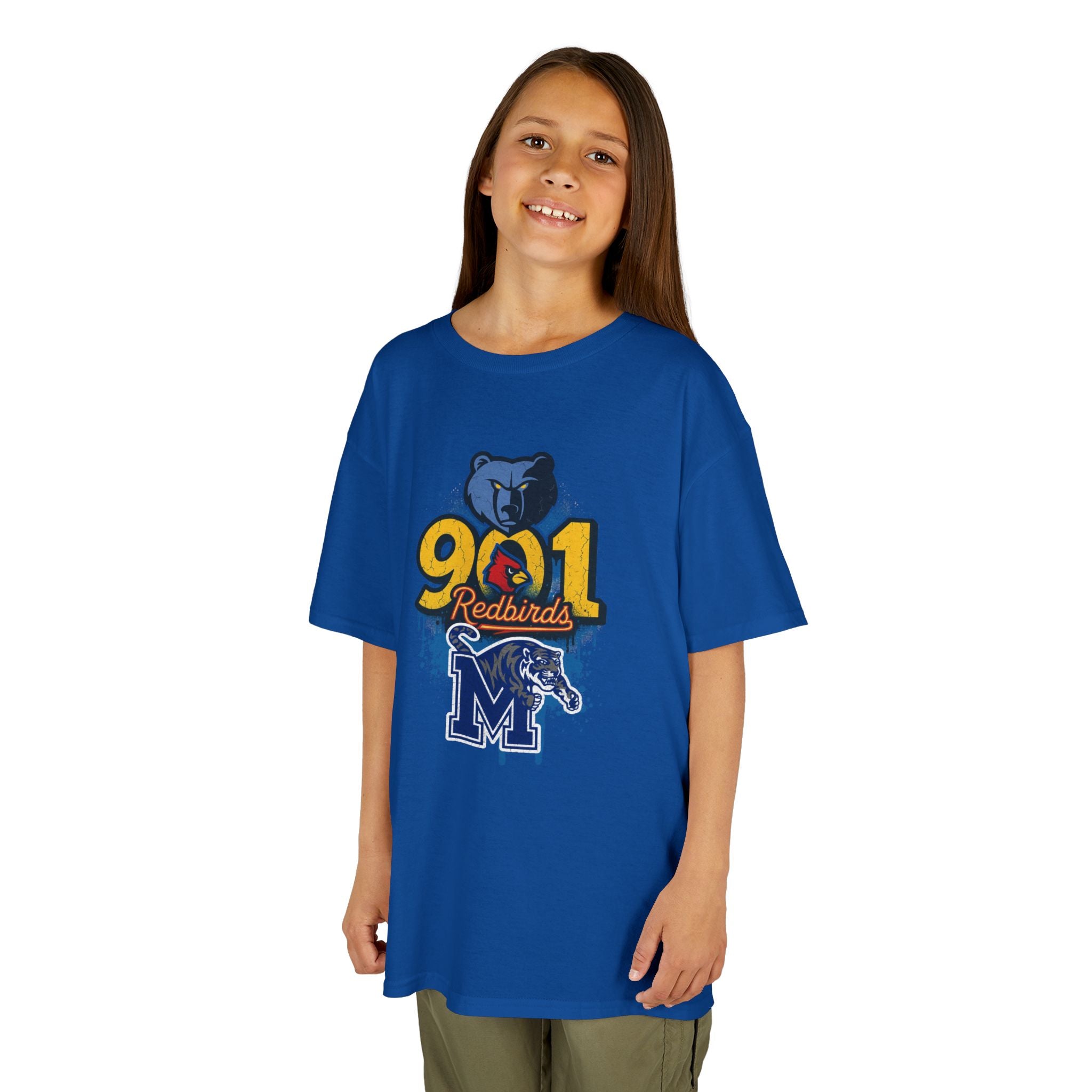 Kids Tee — 901 Redbirds Memphis Grizzlies Bear Logo Youth Shirt