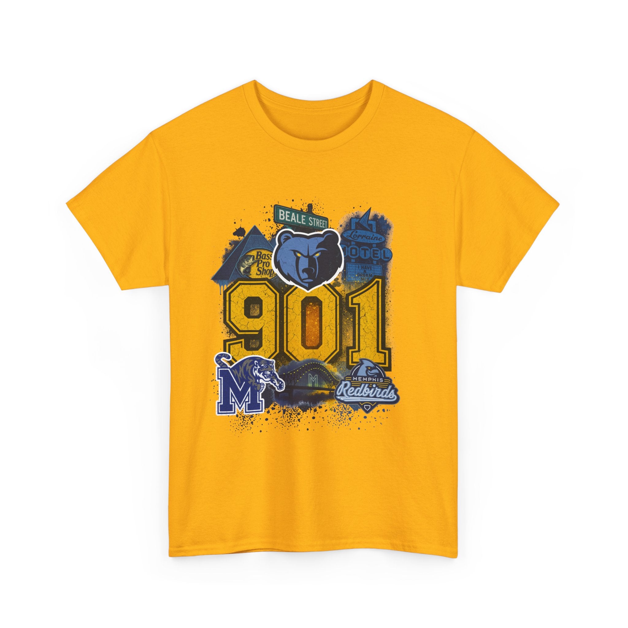 901 Memphis Vintage Collage T-Shirt — Grizzlies Beale St. City Pride Tee