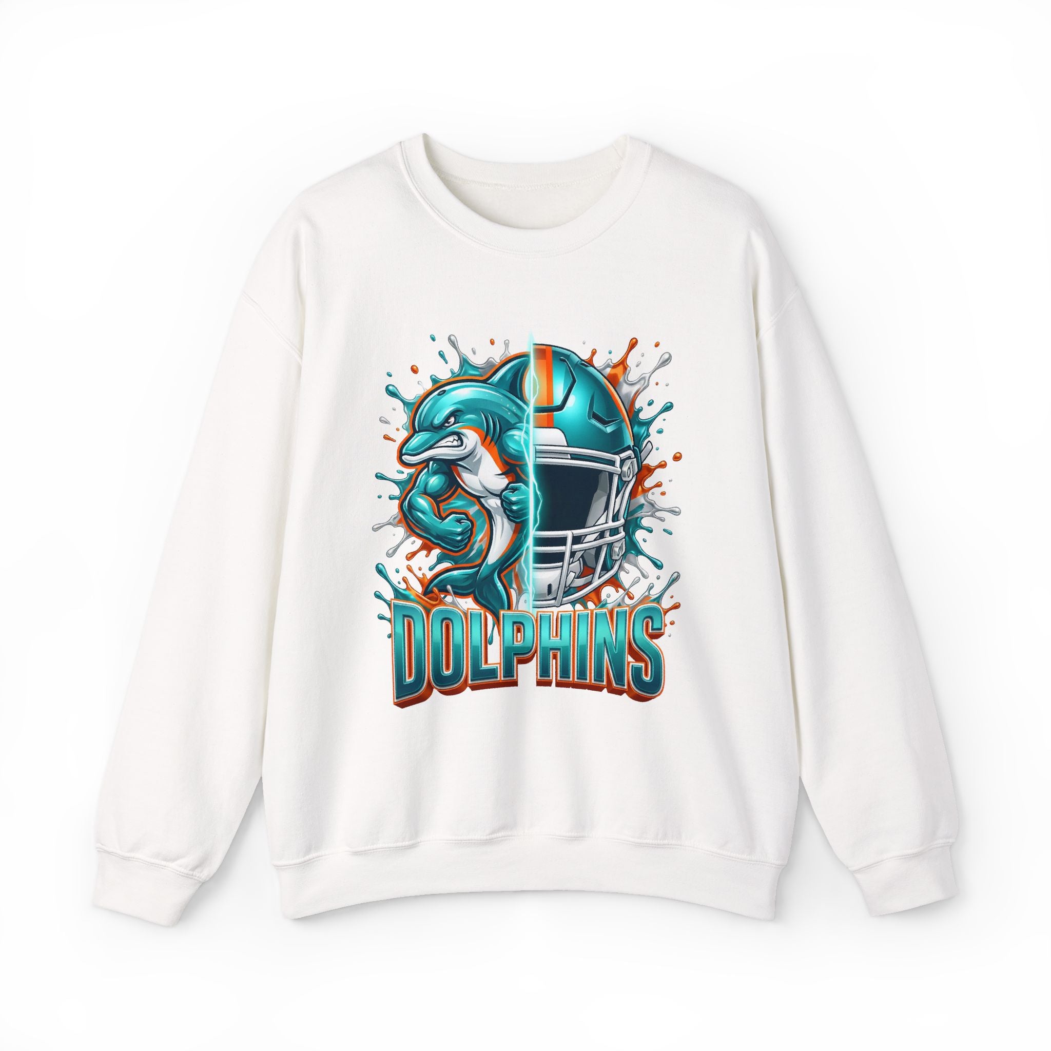 Dolphins Football Crewneck Sweatshirt — Retro Helmet & Mascot Graphic