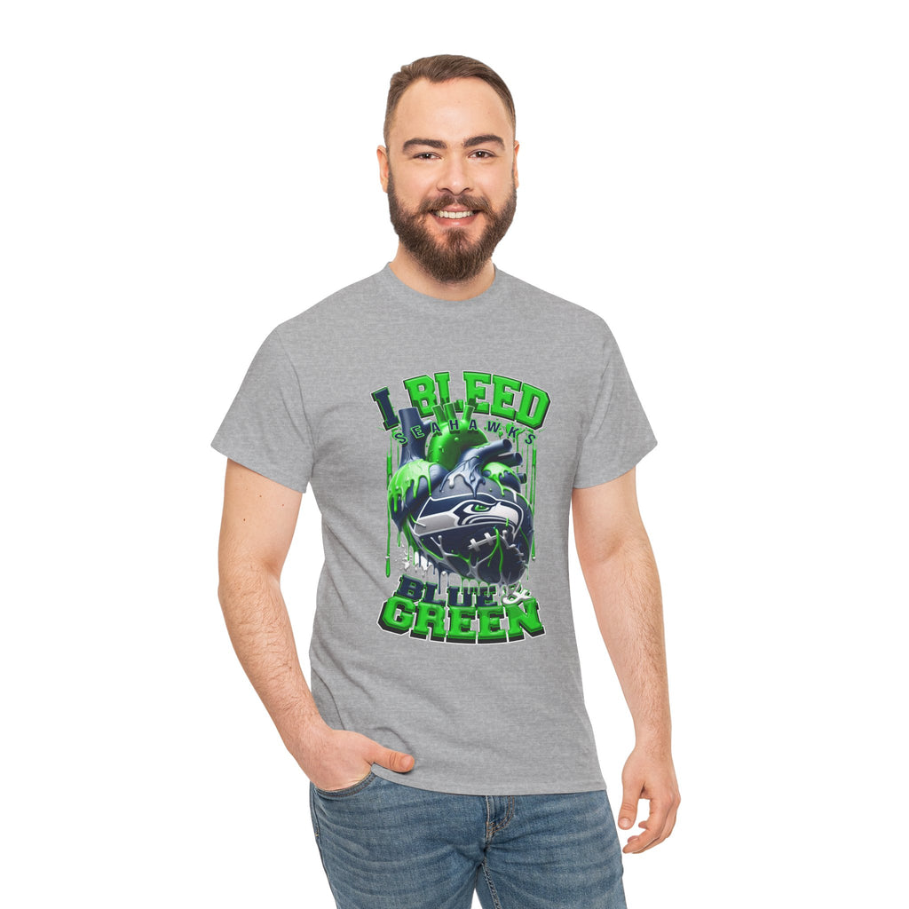 I Bleed Blue & Green T-Shirt — Seattle Seahawks Fan Tee