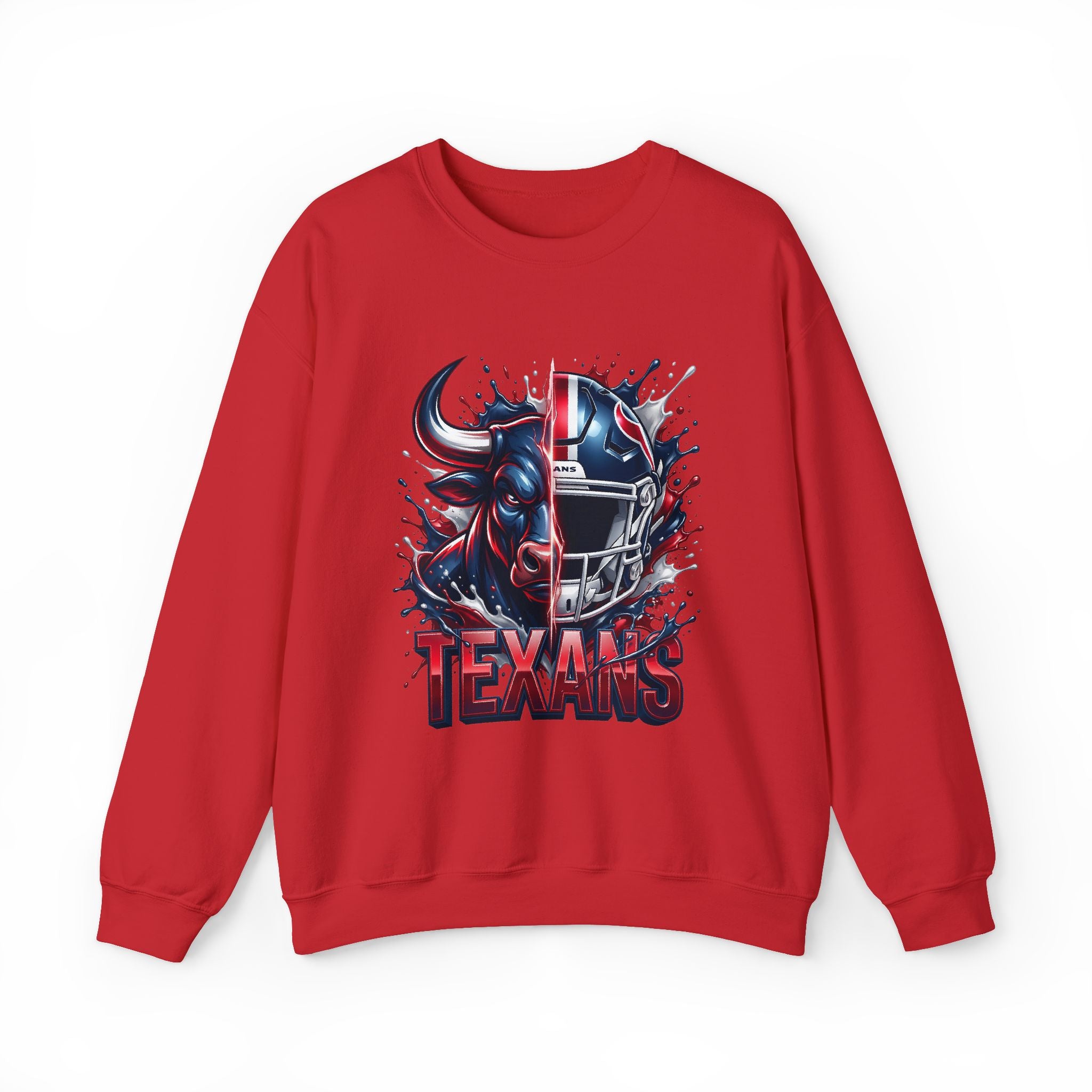 Texans Football Crewneck Sweatshirt — Helmet & Bull Graphic